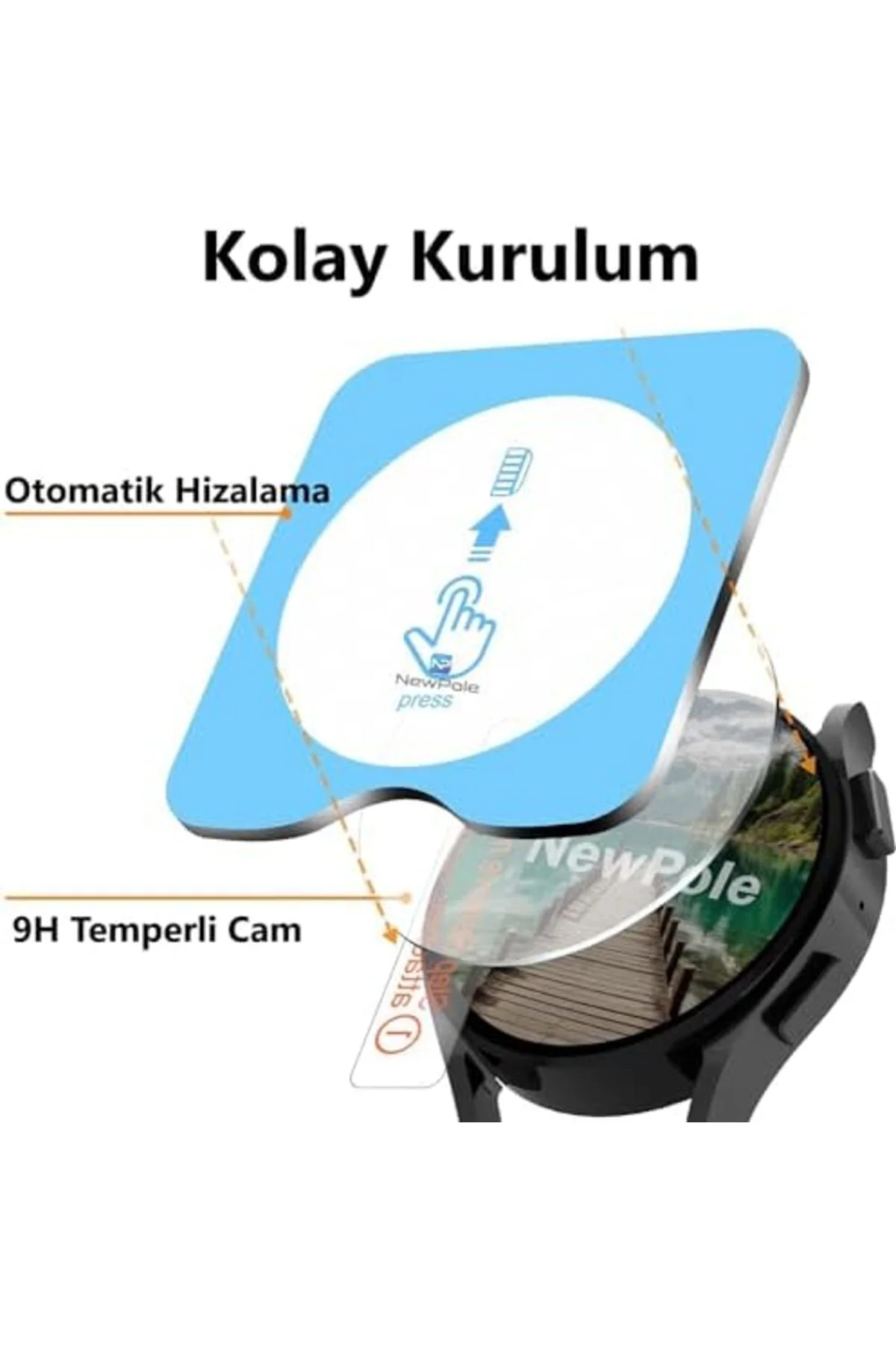 TTKTEKNOLOJİ [Galaxy 8 Ulltra 47MM için Takma Aparatlı Cam] Ekran