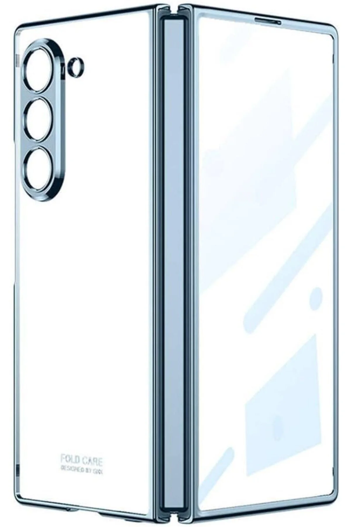 TTKTEKNOLOJİ Galaxy Z Fold 6 Kılıf Full Camlı Kıpta Kapak-Mavi TT