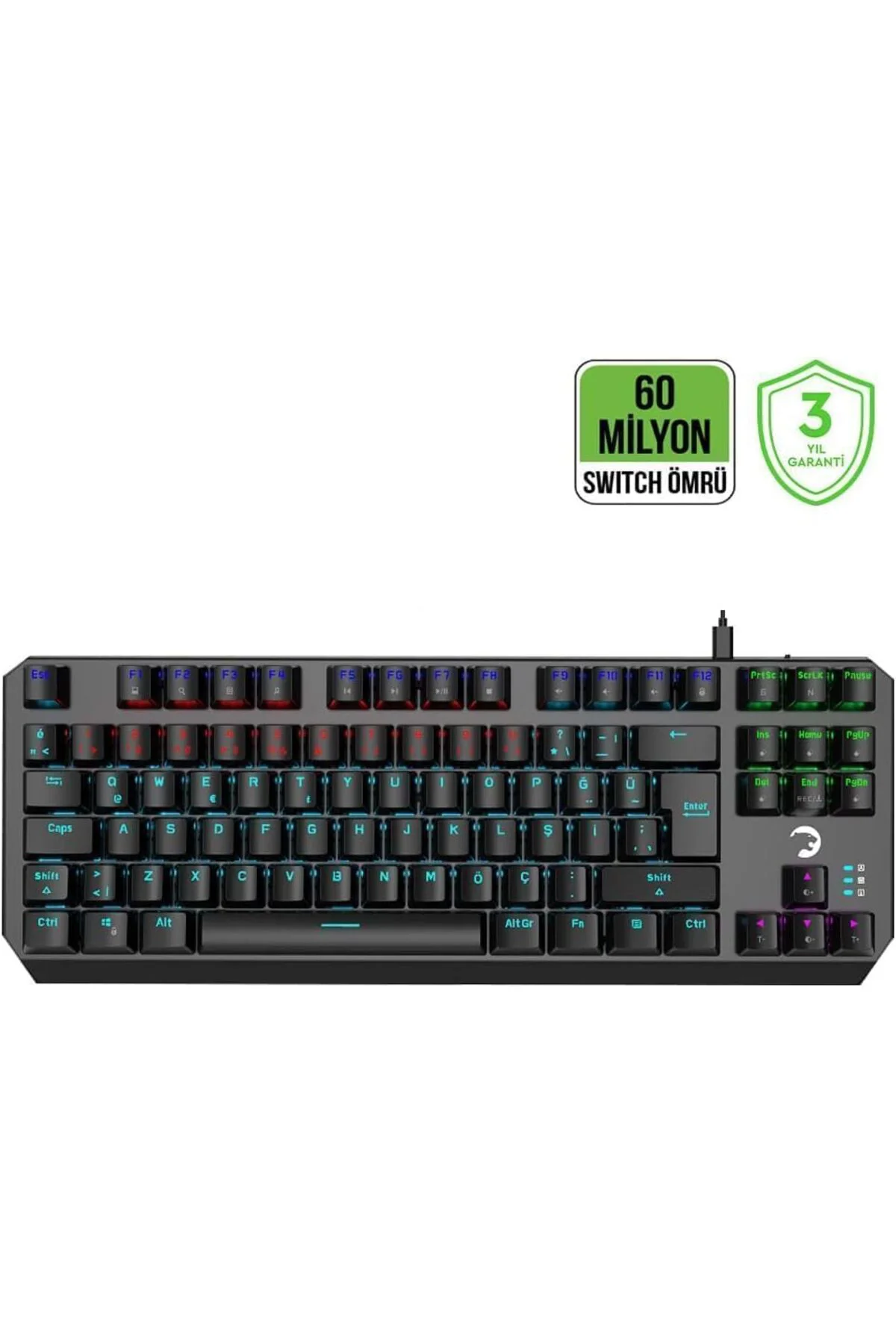 TTKTEKNOLOJİ Gamepower Overlord 60M Mekanik Mavi Switch Türkçe Q 