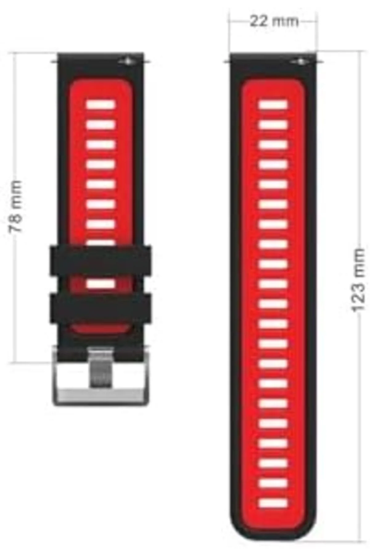 TTKTEKNOLOJİ Gear S3 KRD, 55 İle Uyumlu Kordon, Kırmızı, Siyah TT