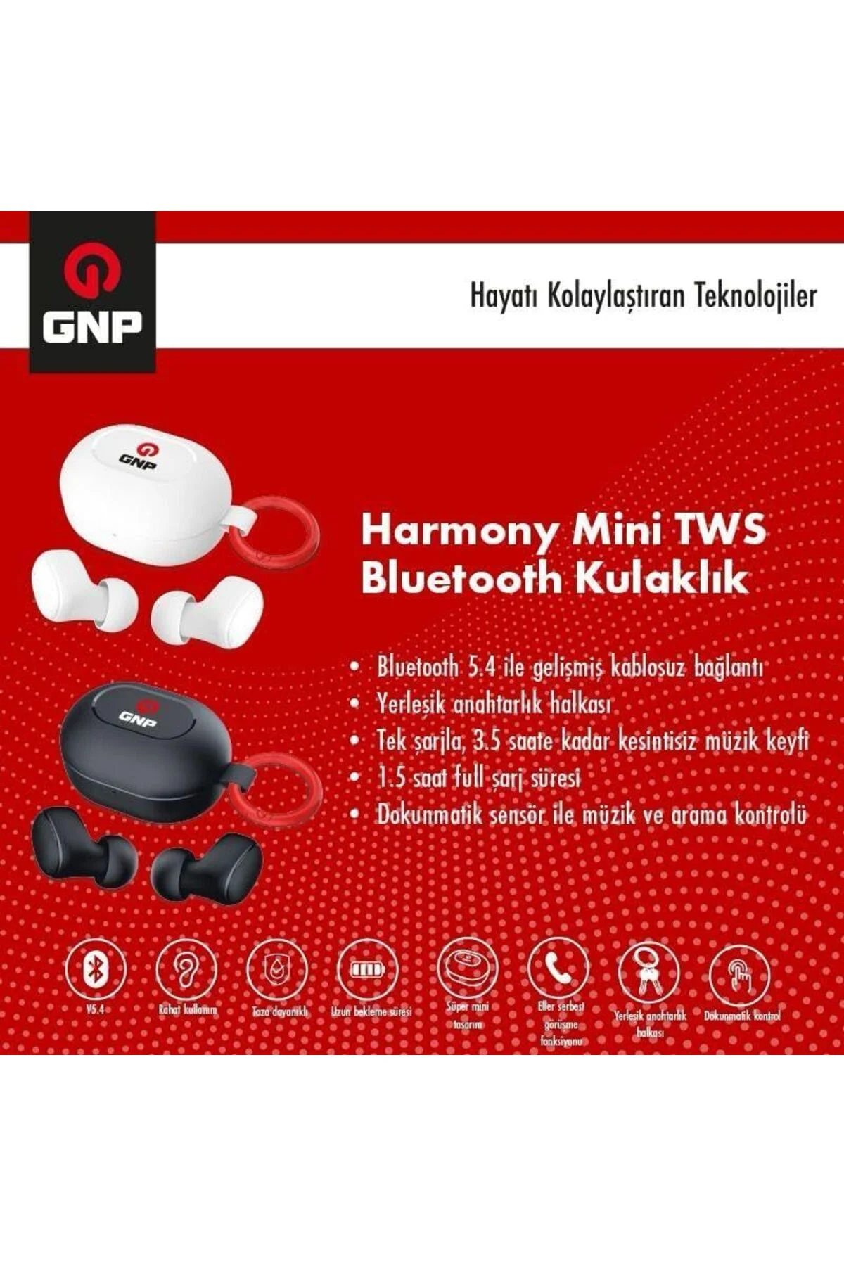 TTKTEKNOLOJİ GENPA GNP Harmony Mini TWS Kablosuz Bluetooth Kulakl