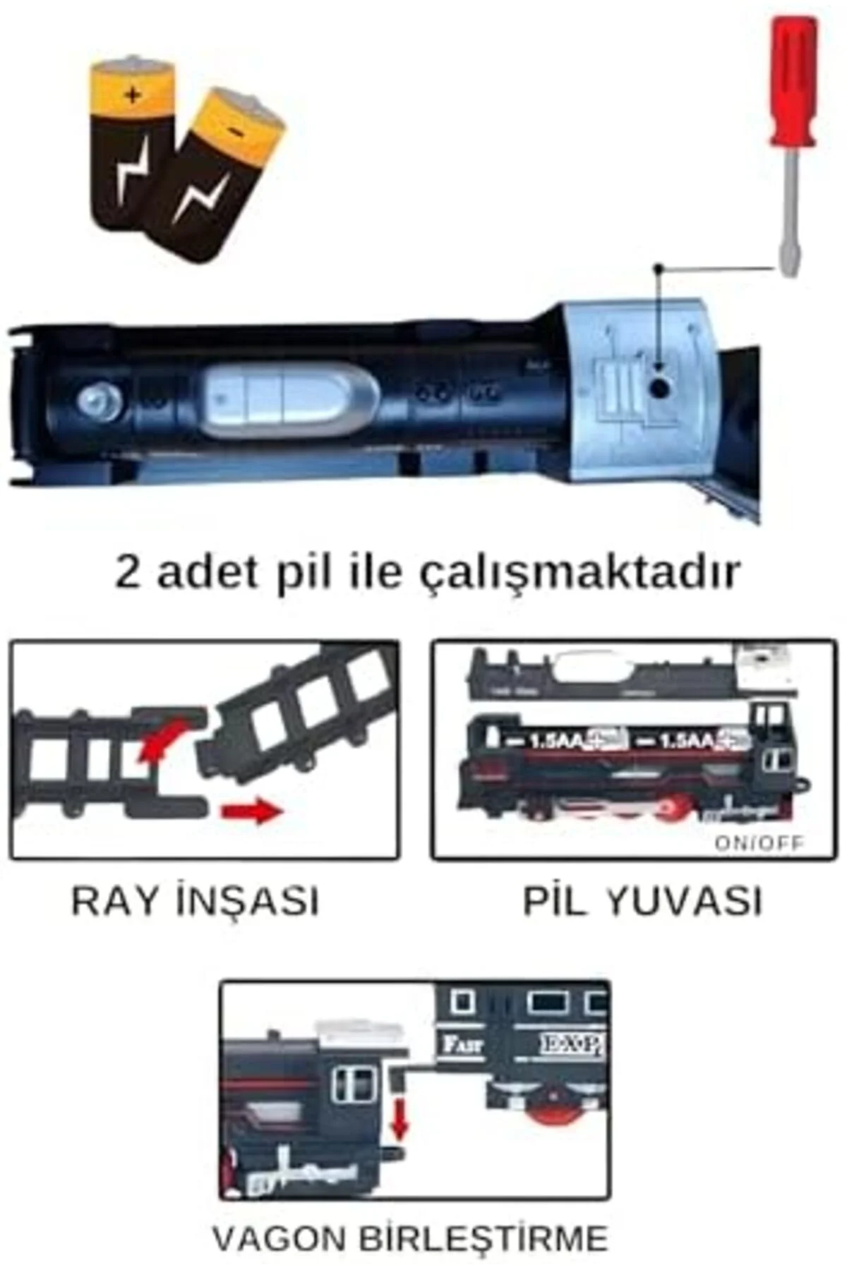 TTKTEKNOLOJİ Giffy / 23 Parça Işıklı Klasik Tren Seti 96Cm 3 Fark TTKTEKNOLOJİ Giffy / 23 Parça Işıklı Klasik Tren Seti 96Cm 3 Fark