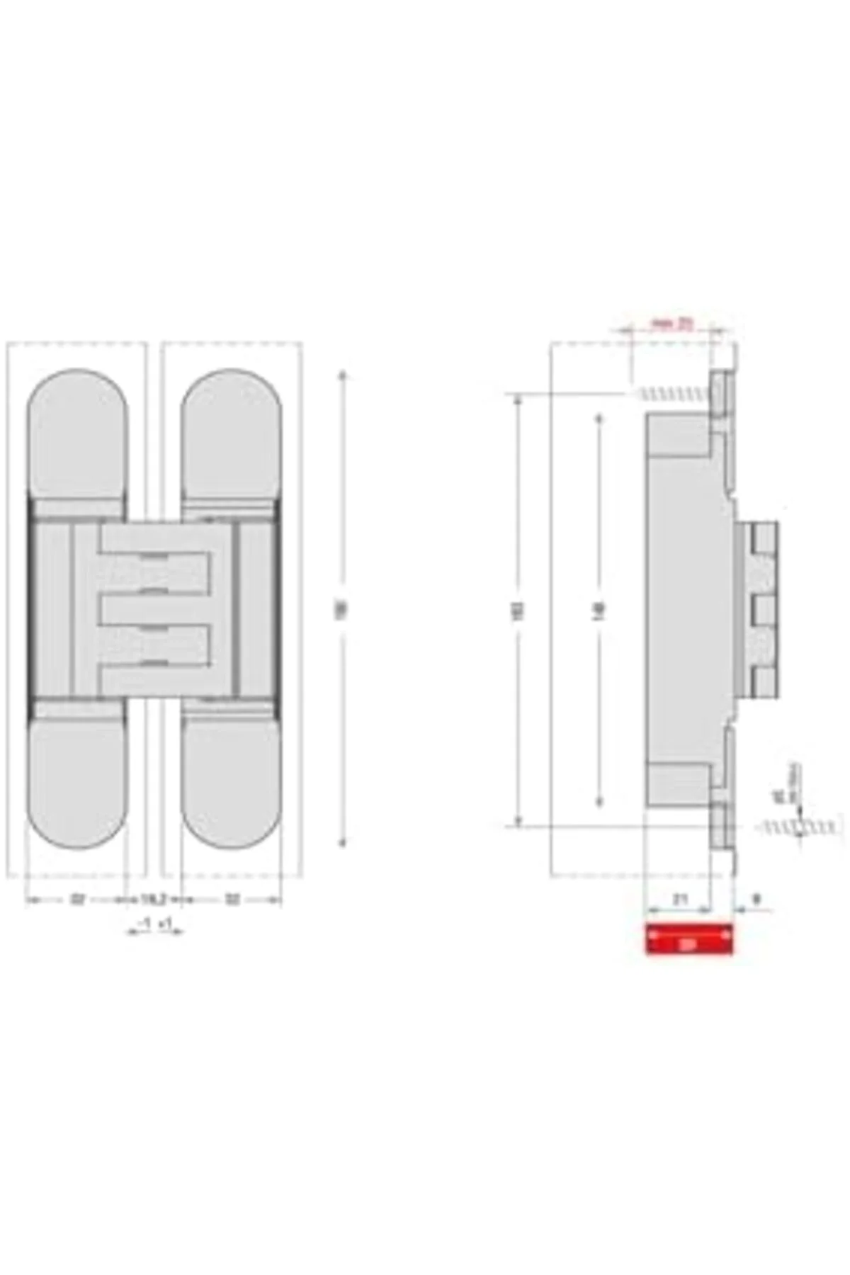 TTKTEKNOLOJİ Gizli Menteşe 180X32 Mm Antik Tek Ebat Hg106Ht01 Abm