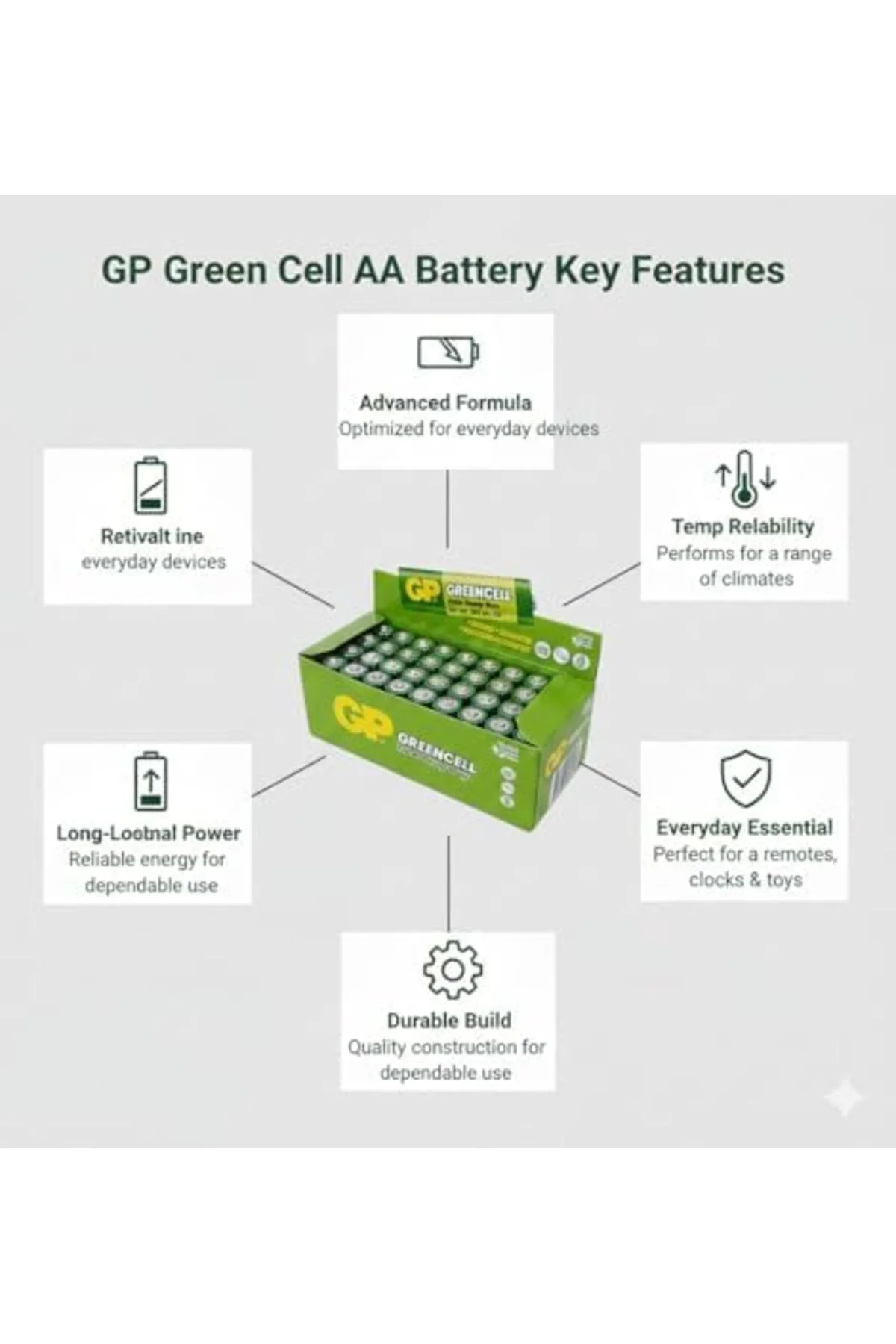 TTKTEKNOLOJİ GP15G Greencell R6P/1215/AA Kalem Pil, 1.5 Volt, 40'