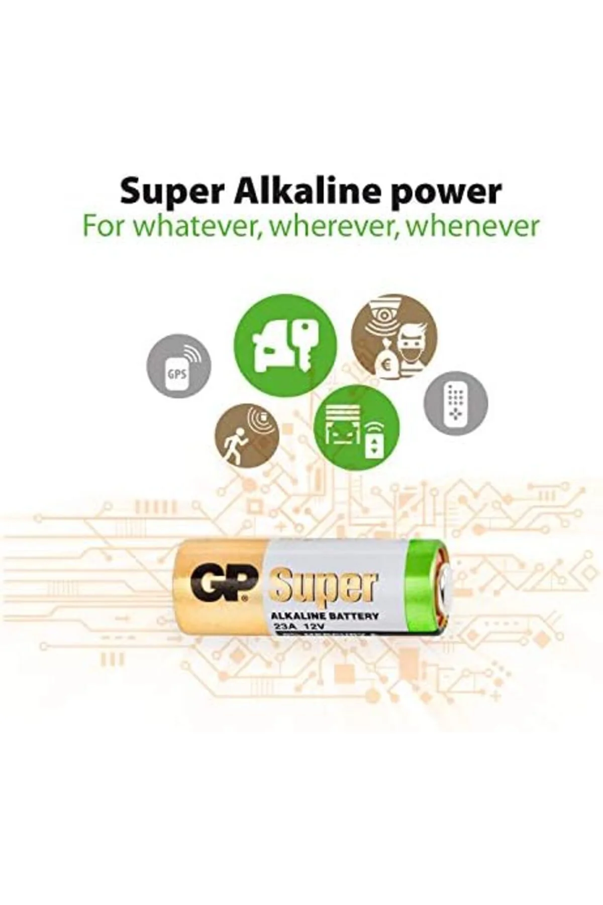 TTKTEKNOLOJİ GP23A Süper Alkalin 23A/MN21/V23GA Boy Pil, 12 Volt,