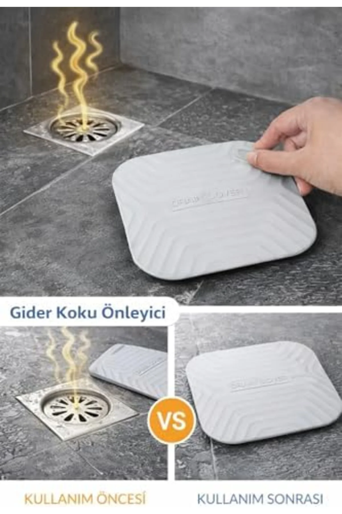 TTKTEKNOLOJİ Gri Kare Silikon Kötü Koku Önleyici Gider Tıpası – B