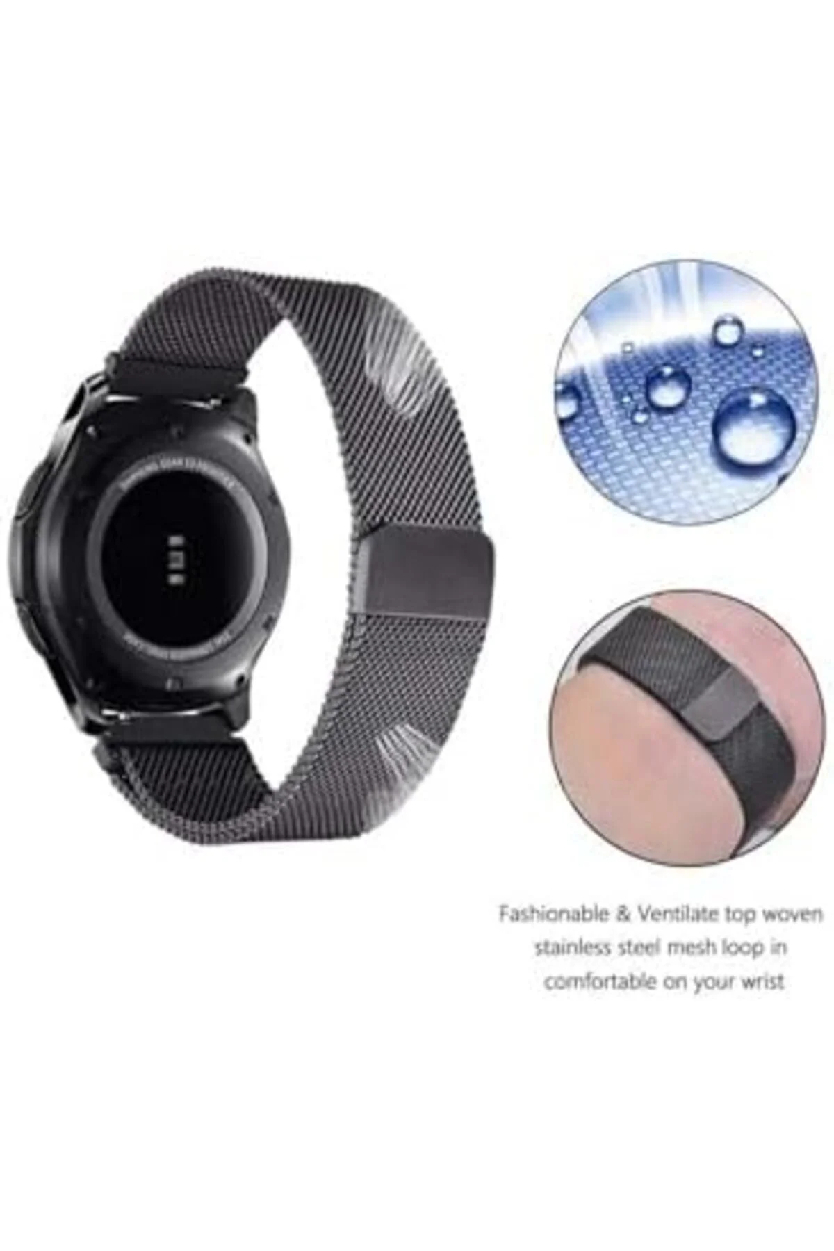 TTKTEKNOLOJİ GT 3 46mm İle Uyumlu KRD, 12 Metal Kordon, Siyah TTK