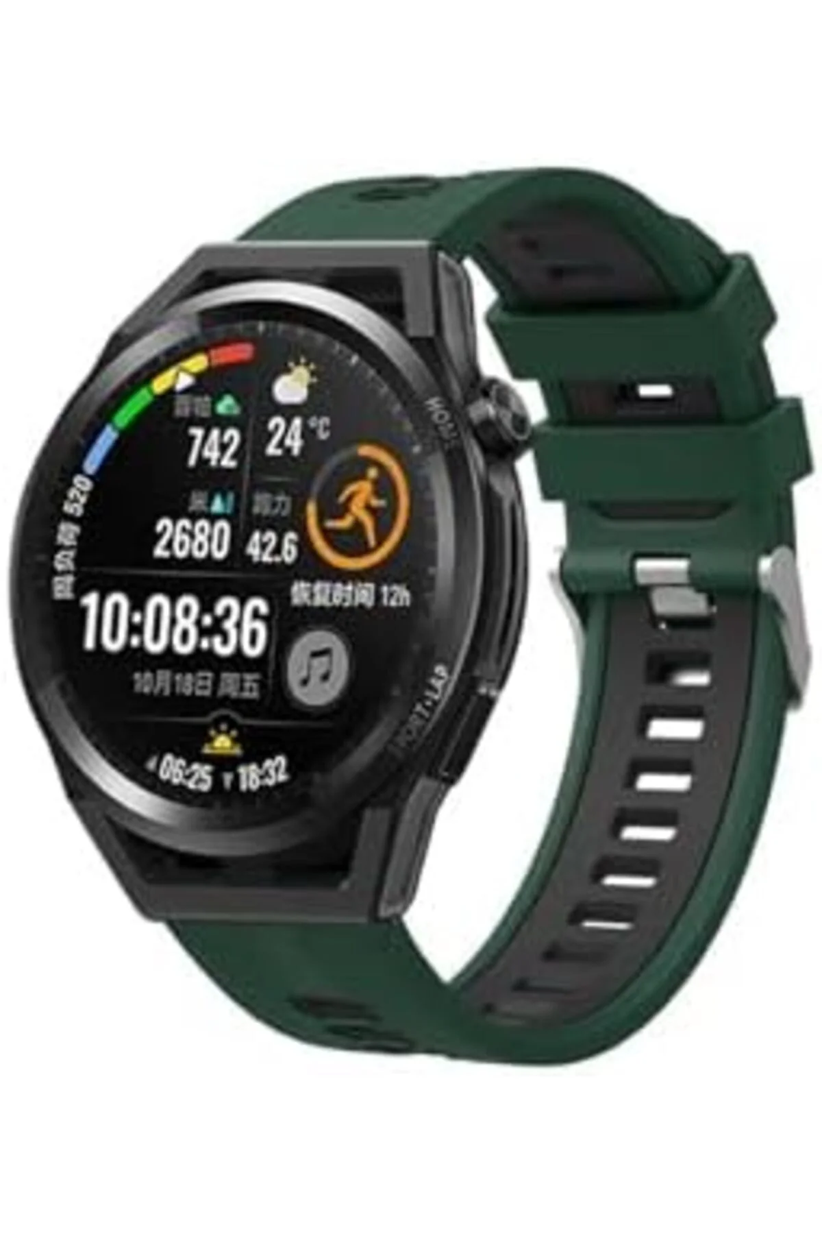 TTKTEKNOLOJİ GT 3 46mm KRD, 55 İle Uyumlu Kordon, Yeşil, Siyah TT