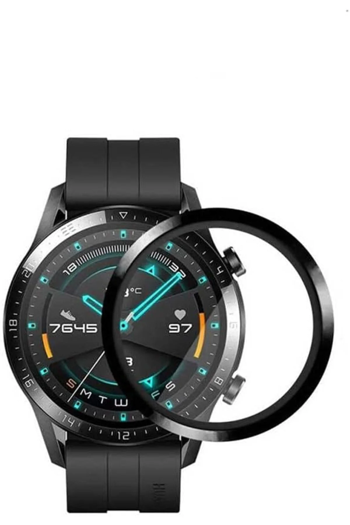 TTKTEKNOLOJİ GT2 42mm ile uyumlu Full Ekran Saat Koruyucu Siyah T