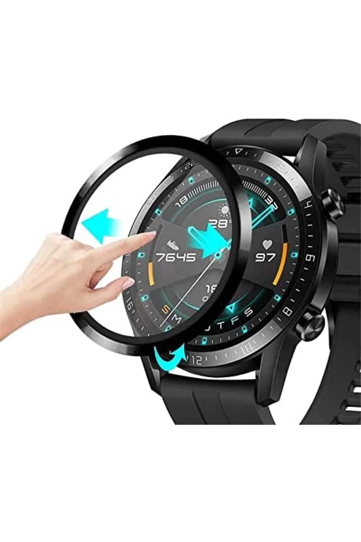 TTKTEKNOLOJİ GT2 42mm ile uyumlu Full Ekran Saat Koruyucu Siyah T