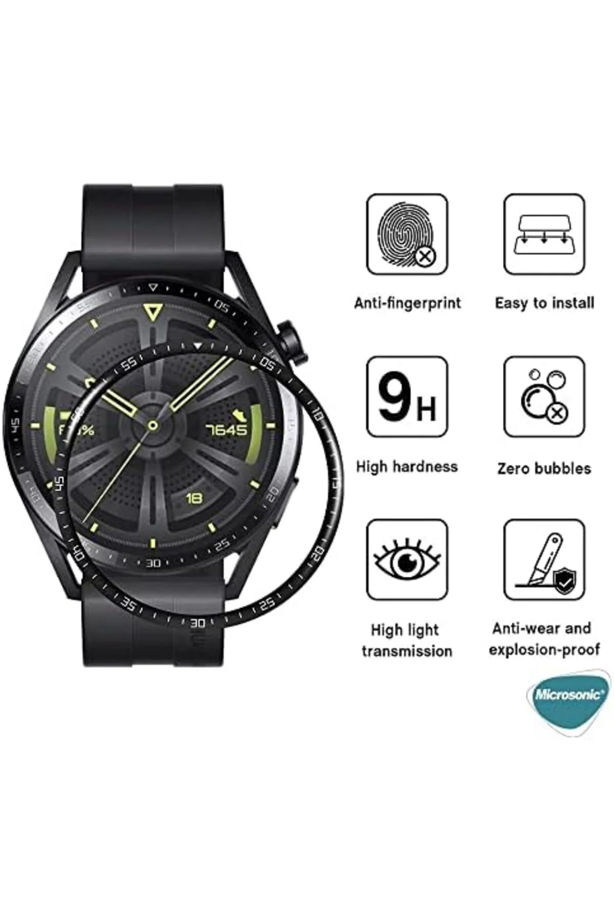 TTKTEKNOLOJİ GT3 46mm Tam Kaplayan Temperli Cam Full Ekran Koruyu