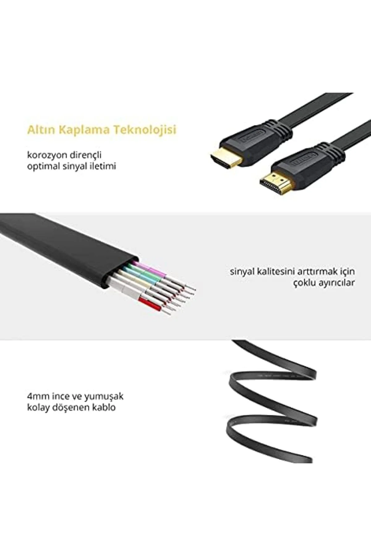 TTKTEKNOLOJİ HDMI 2.0 4K Ses ve Görüntü Kablosu, 5 Metre TTKTEKNO