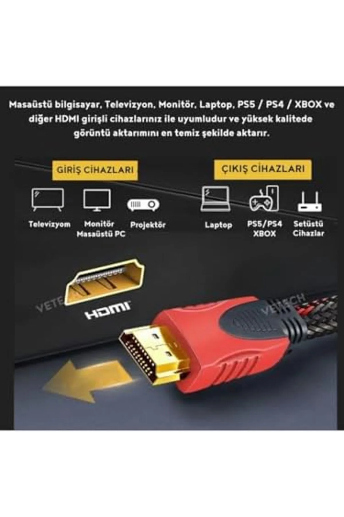 TTKTEKNOLOJİ HDMI Kablo 3 Metre Ses ve Görüntü Aktarım Kablosu - 