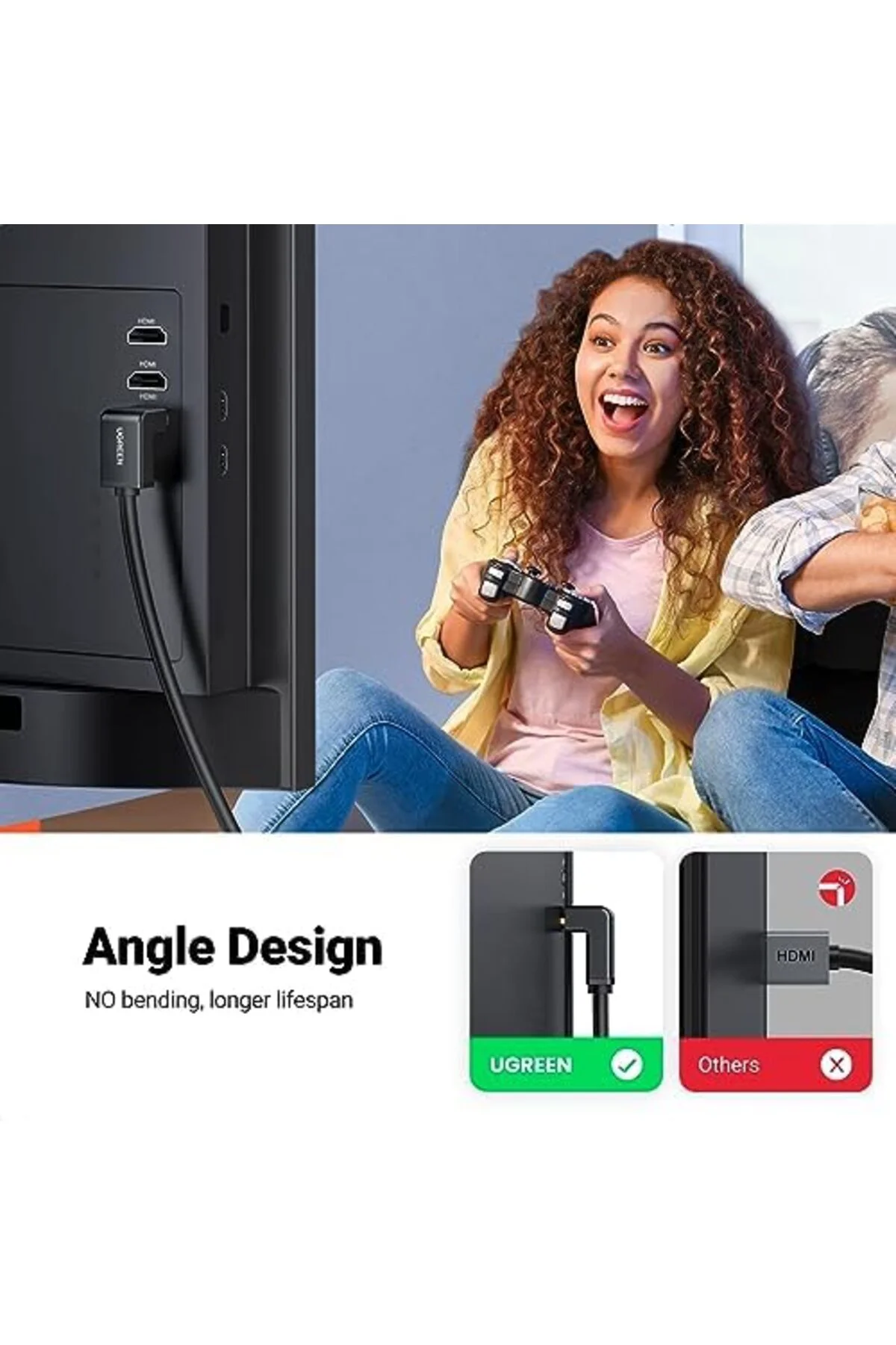 TTKTEKNOLOJİ HDMI kablosu 4K açılı 1M 90 derece açılı fiş HDMI aç