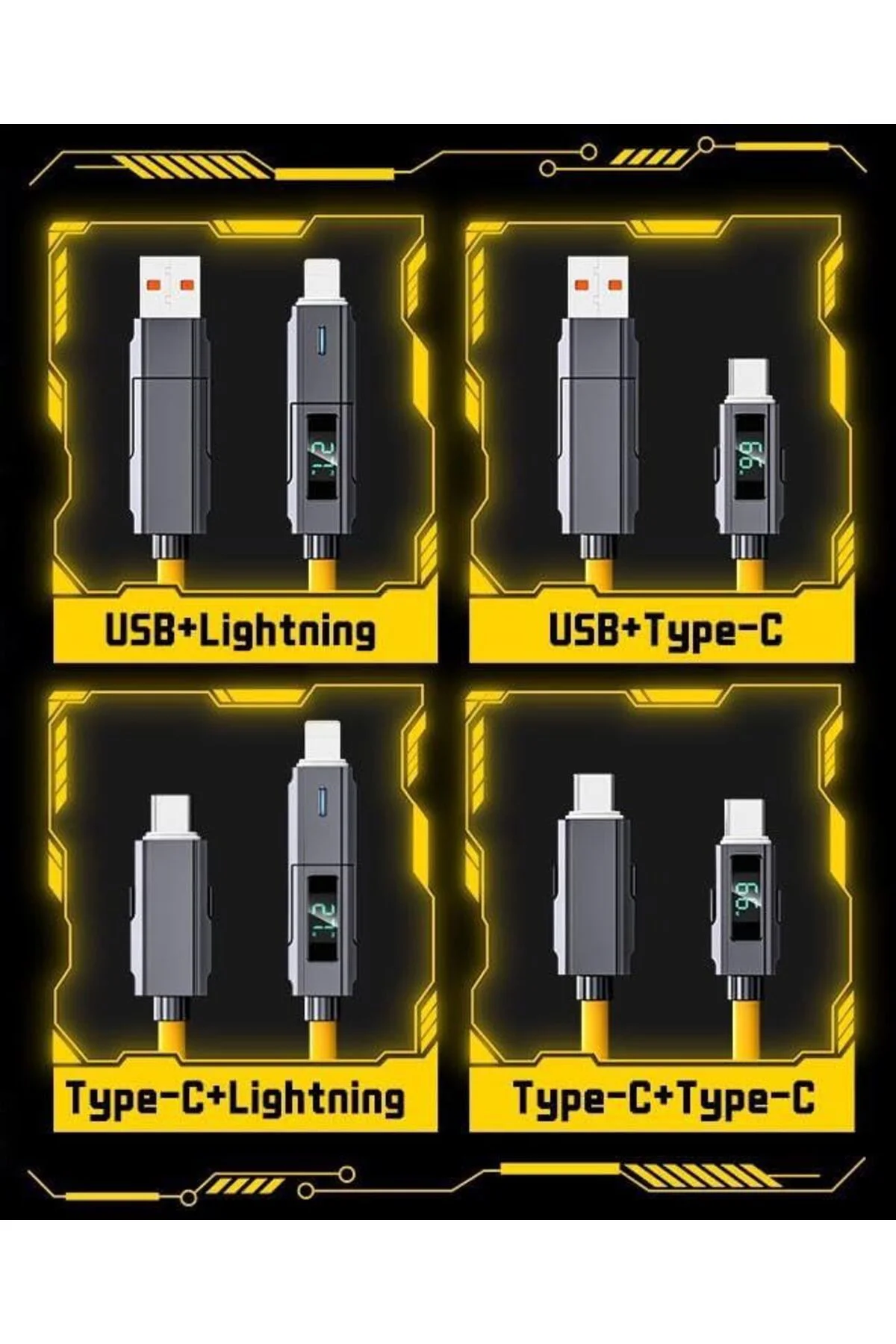 TTKTEKNOLOJİ heartz 4 İN 1 LED EKRANLI 65W-27W PD USB İOS TYPE C TTKTEKNOLOJİ heartz 4 İN 1 LED EKRANLI 65W-27W PD USB İOS TYPE C