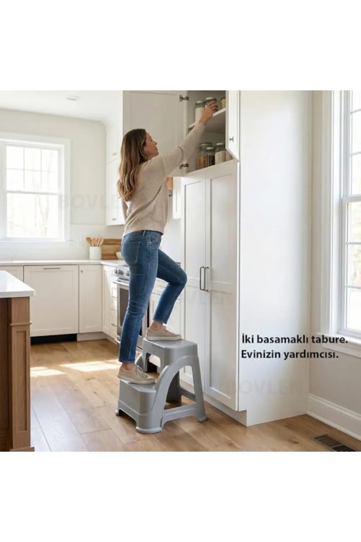 TTKTEKNOLOJİ İki Basamaklı Kaymaz Büyük Boy Tabure - 120 KG Taşım