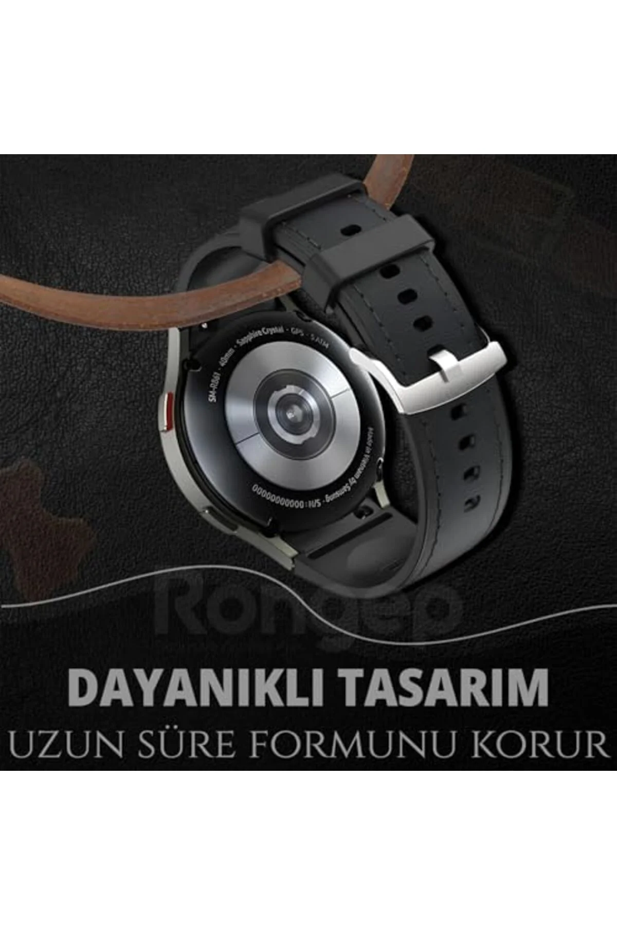 TTKTEKNOLOJİ ile Uyumlu Deri Görünümlü Hibrit 20mm Silikon Kordon