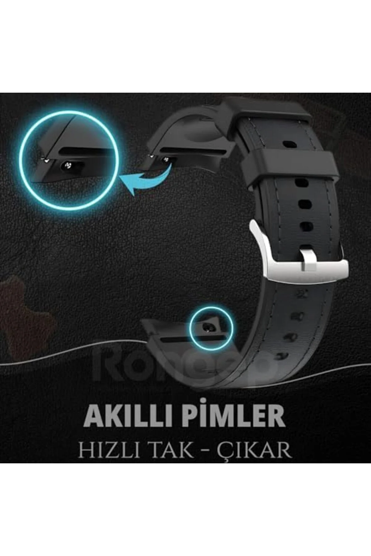 TTKTEKNOLOJİ ile Uyumlu Deri Görünümlü Hibrit 20mm Silikon Kordon