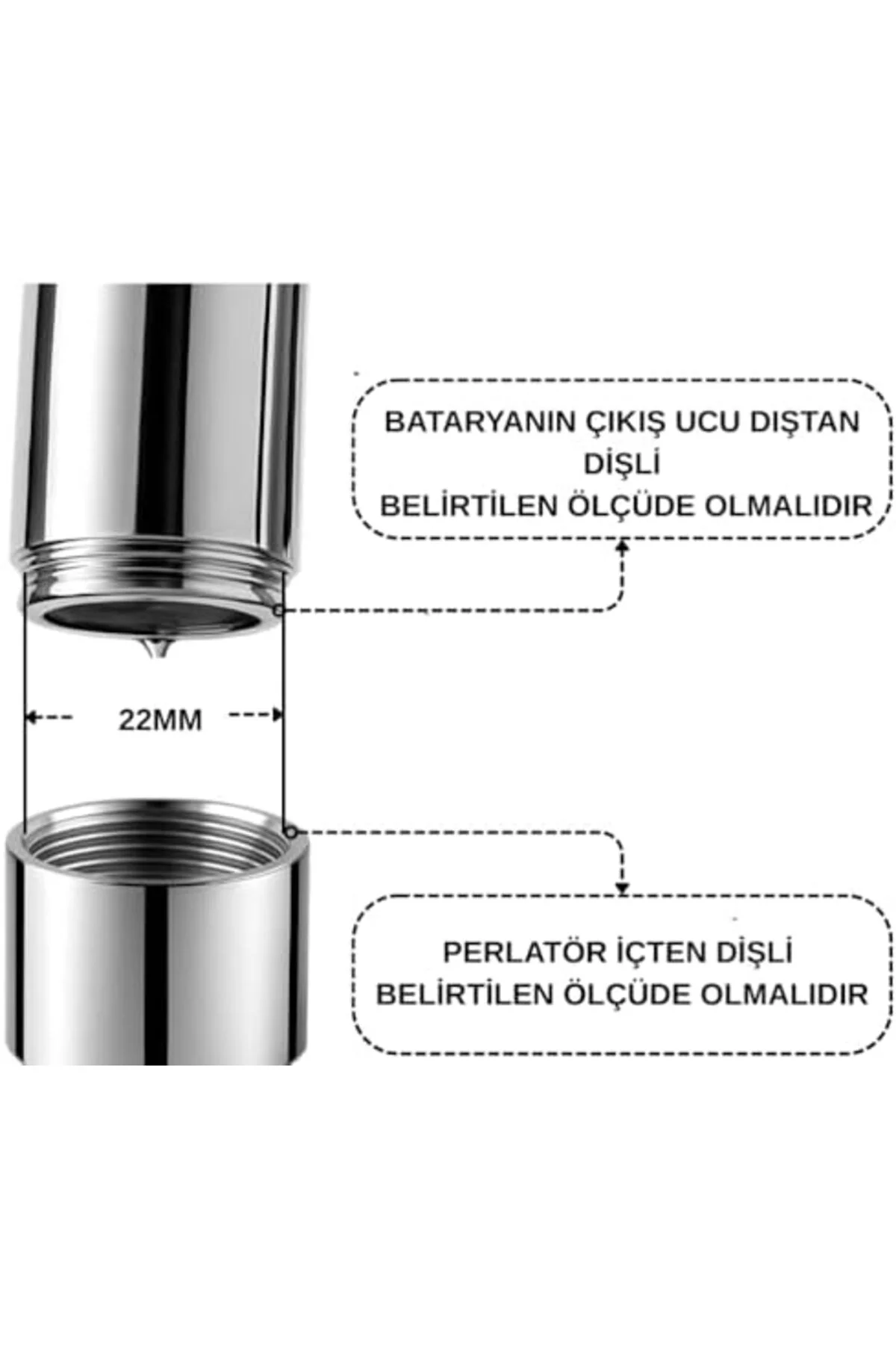 TTKTEKNOLOJİ İlhan Pro Metal Perlatör Musluk Ucu, F22-1, 360° Dön
