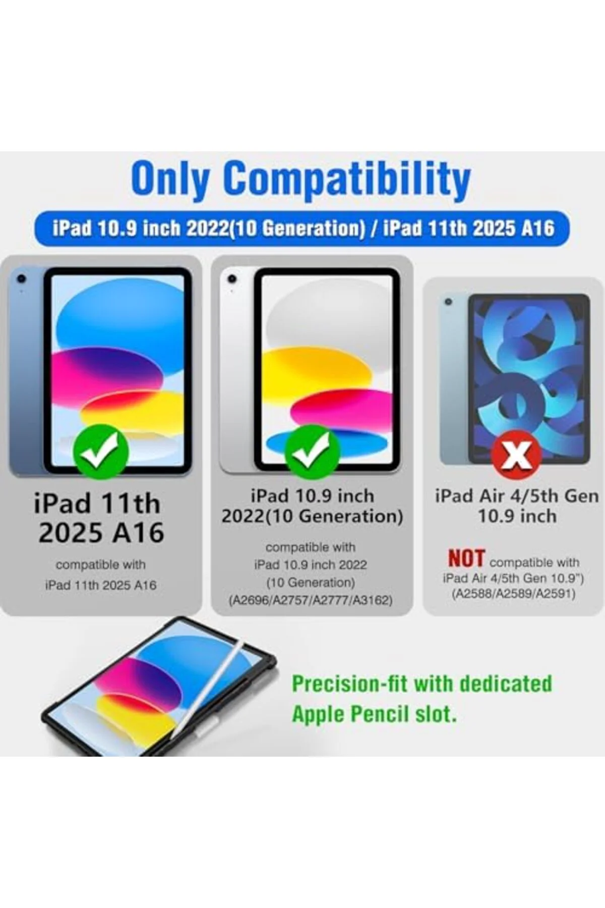 TTKTEKNOLOJİ iPad A16 11./iPad için 10. Nesil Klavyeli Kılıf 10.9