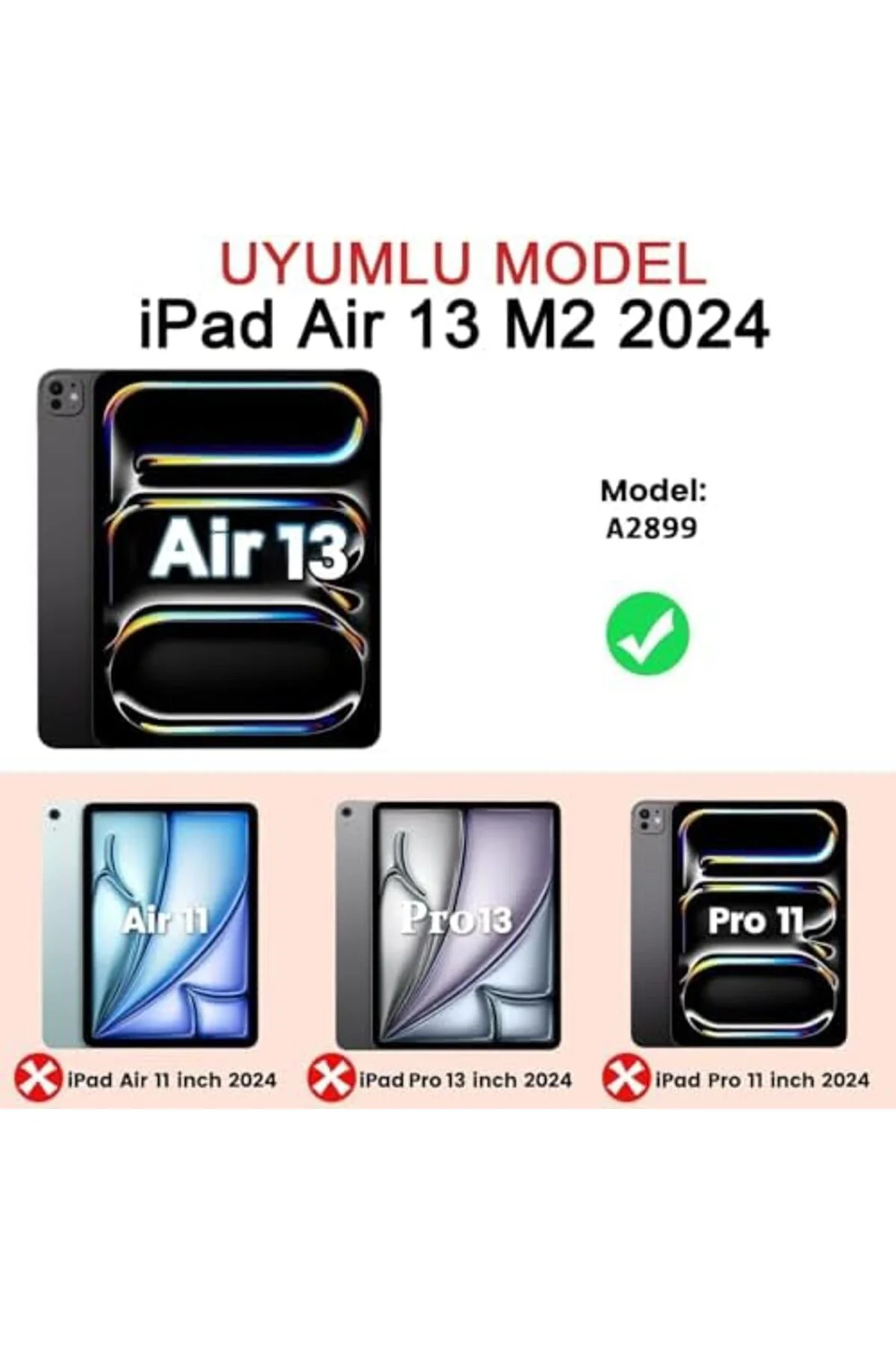 TTKTEKNOLOJİ iPad Air 13 inç M2 2024 için Kılıf (Model: A2899) Ta