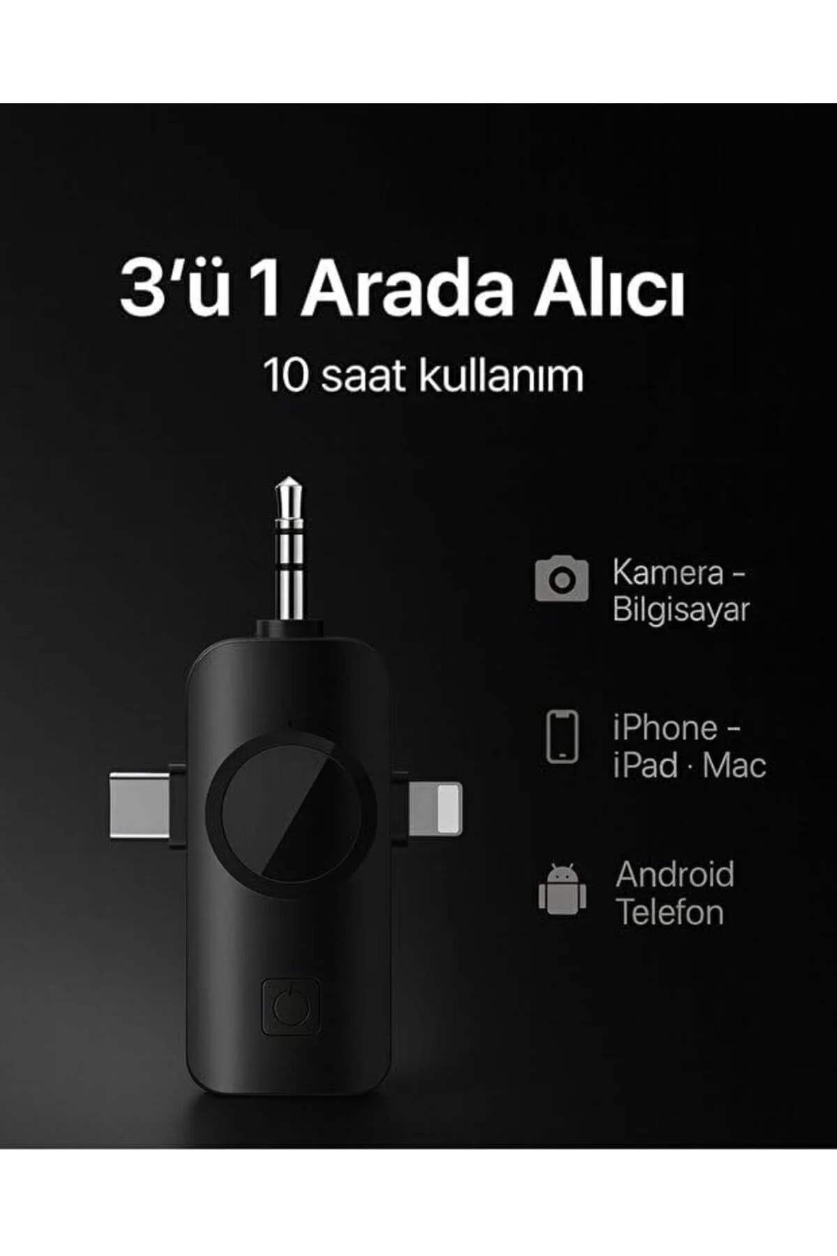 TTKTEKNOLOJİ K9-Y2 Kablosuz Taşınabilir 3 In1 Yaka Mikrofonu Tüyl