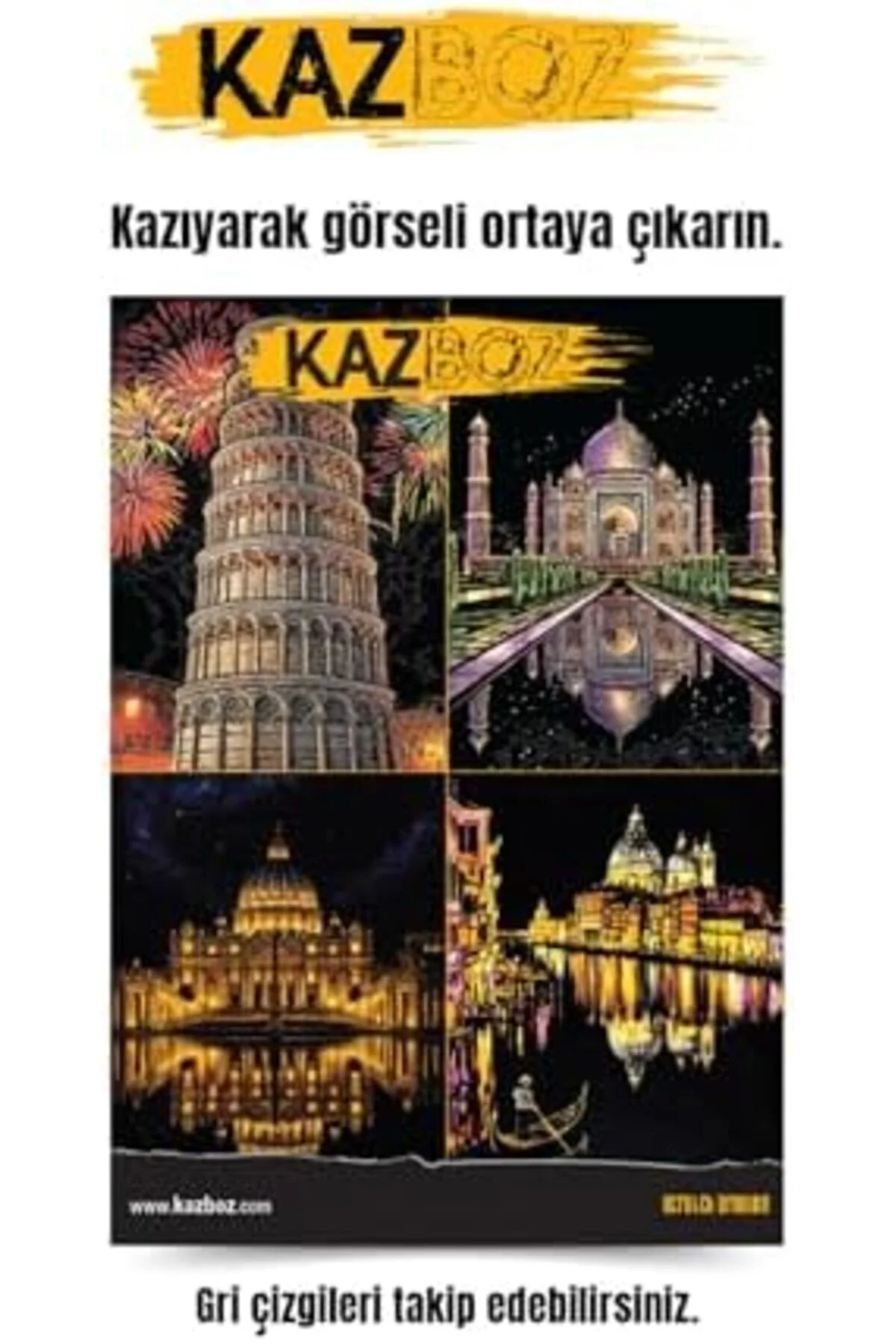 TTKTEKNOLOJİ Kazboz Kazıma Sanatı Yapılar, Scratch Art Kağıdı, Ah