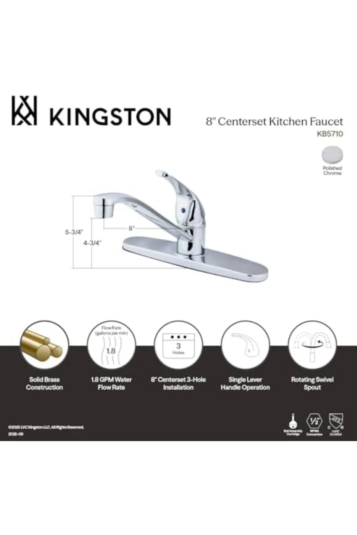 TTKTEKNOLOJİ KB5710 Chatham Tek Kollu Saplı Mutfak Musluğu, Püskü