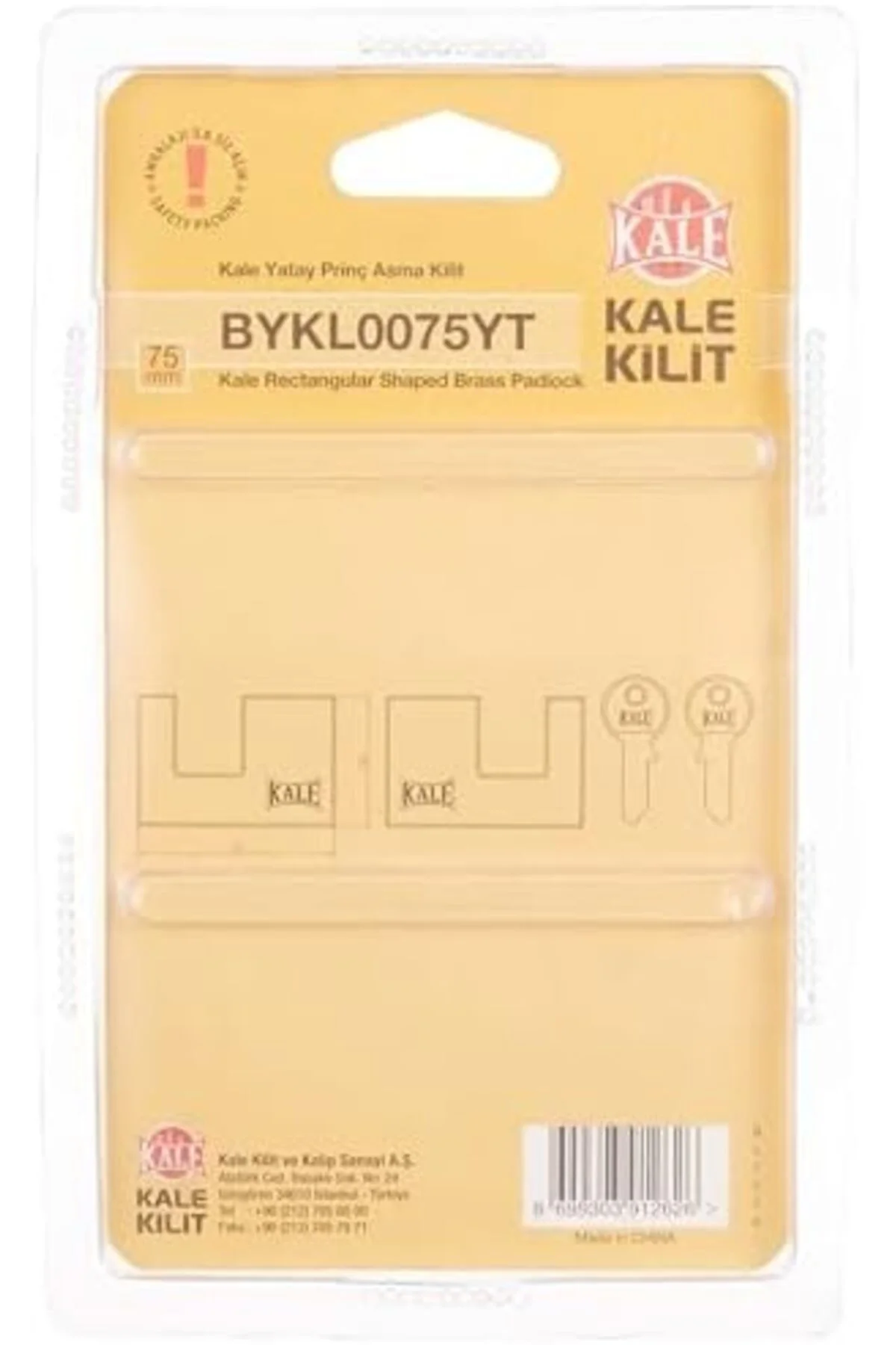 TTKTEKNOLOJİ Kilit Yatay Pirinç Asma Kilit, 75mm KRK 395519