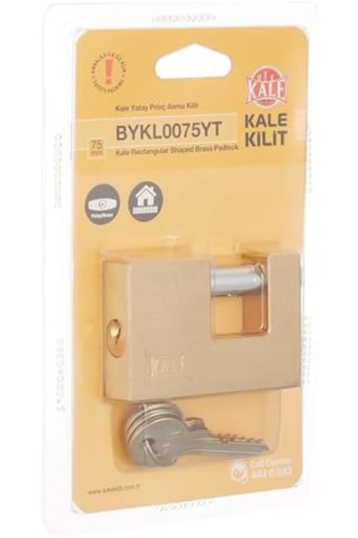 TTKTEKNOLOJİ Kilit Yatay Pirinç Asma Kilit, 75mm KRK 395519