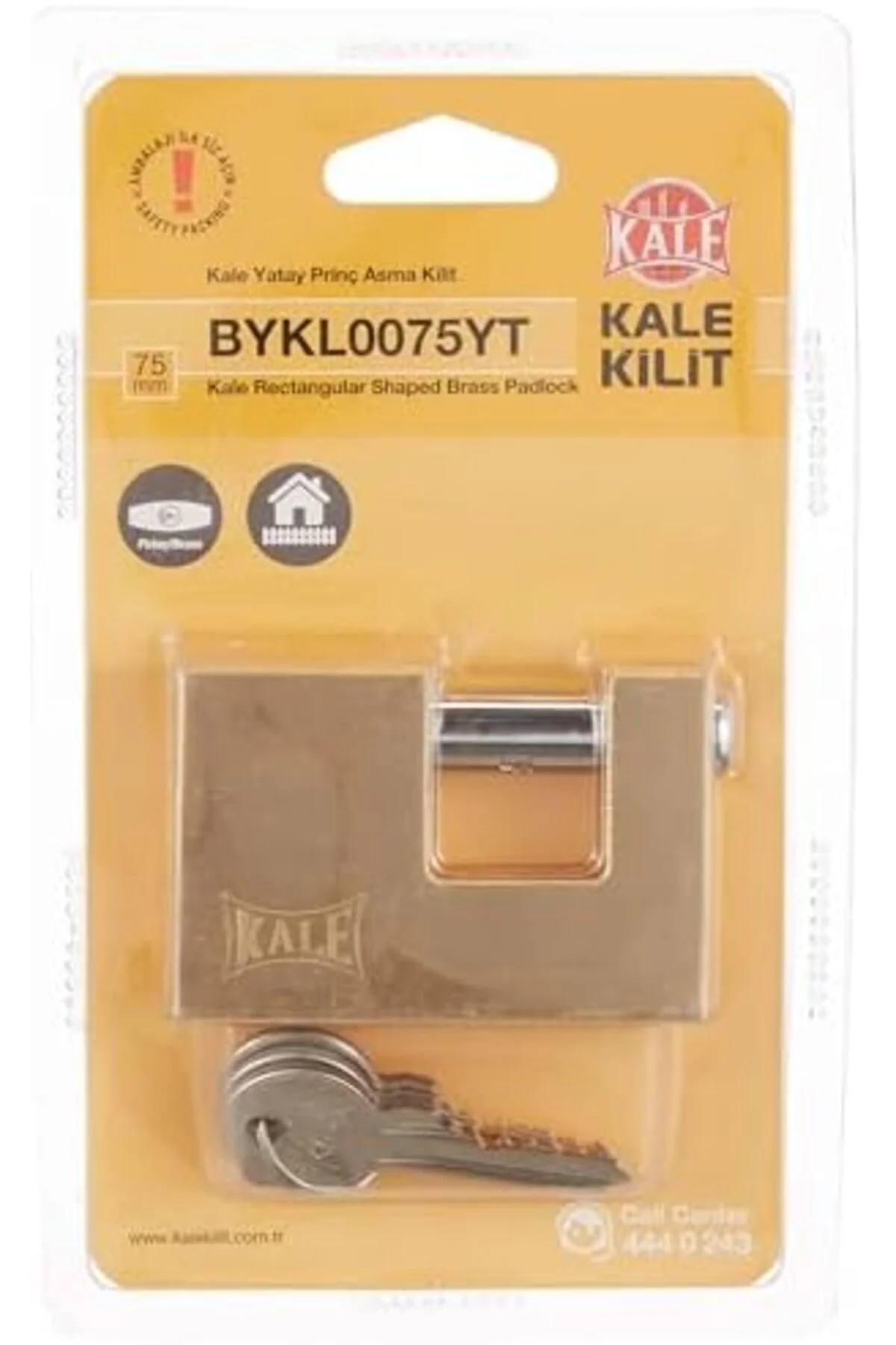TTKTEKNOLOJİ Kilit Yatay Pirinç Asma Kilit, 75mm KRK 395519