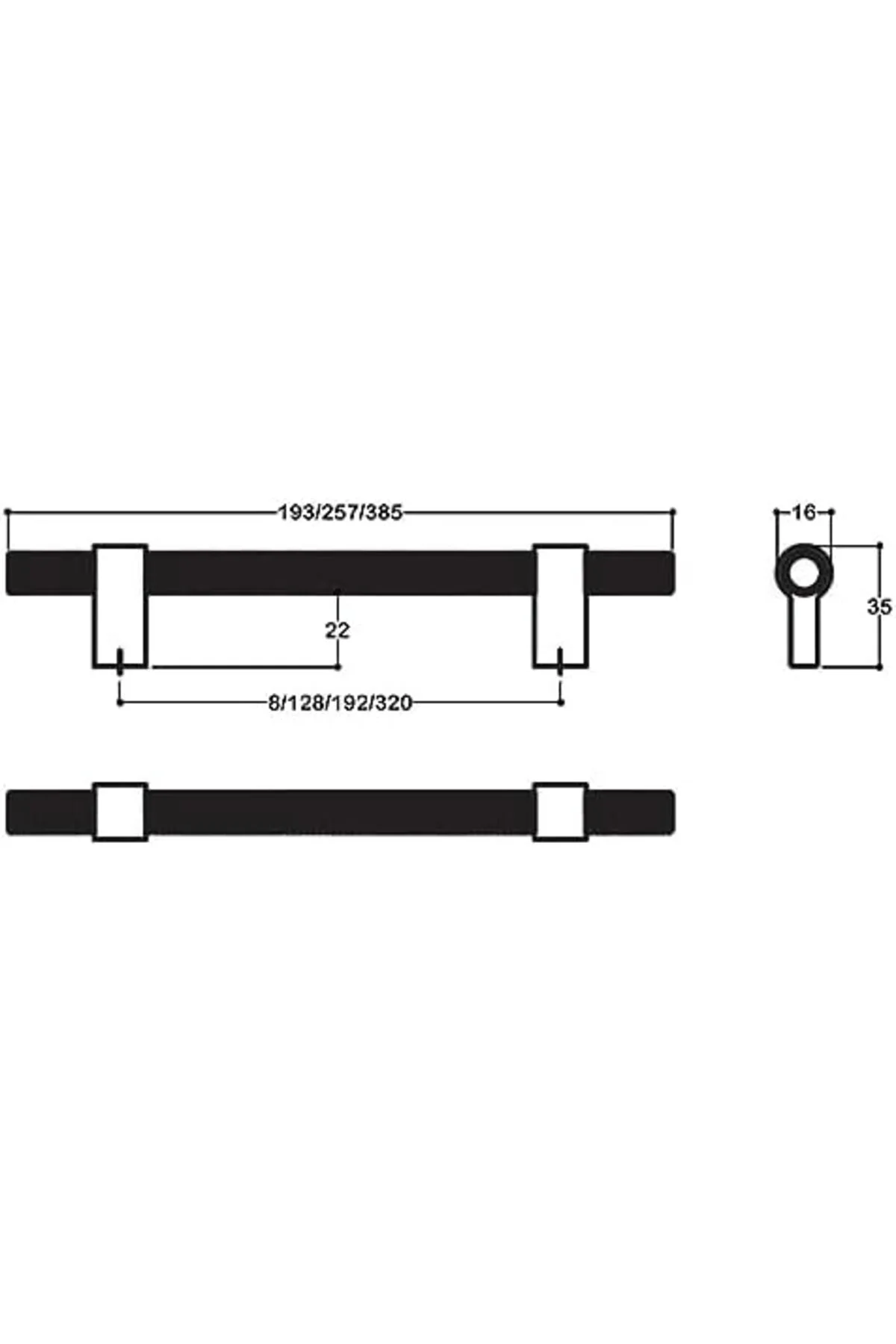 TTKTEKNOLOJİ Klasik Kulp 256 mm siyah renk KRK 395519