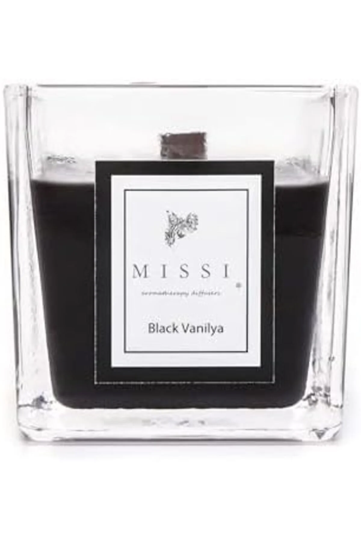 TTKTEKNOLOJİ Large Siyah Ahşap Fitilli Vanilya Vegan Mum (8X8 cm)