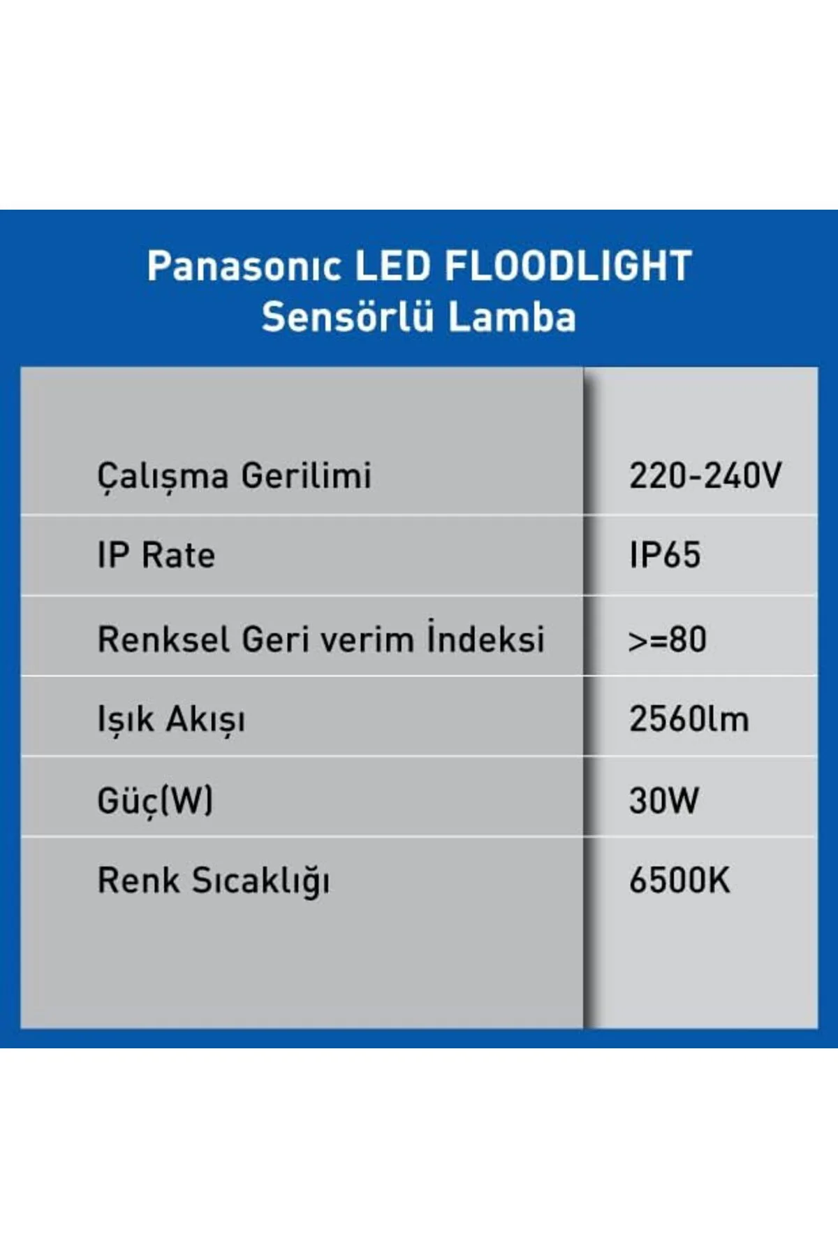 TTKTEKNOLOJİ LED PROJEKTÖR SENSORLÜ, BEYAZ IŞIK 30W 2560LM 6500K 