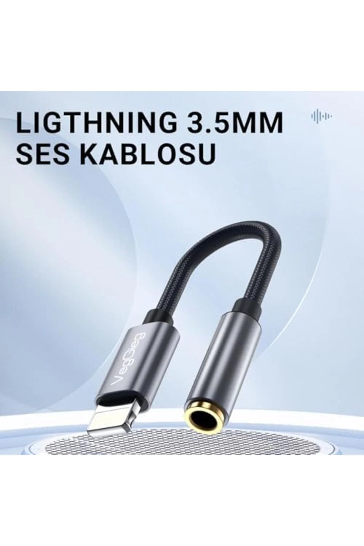 TTKTEKNOLOJİ Lightning to 3.5mm Örgülü Kulaklık Dönüştürücü Adapt