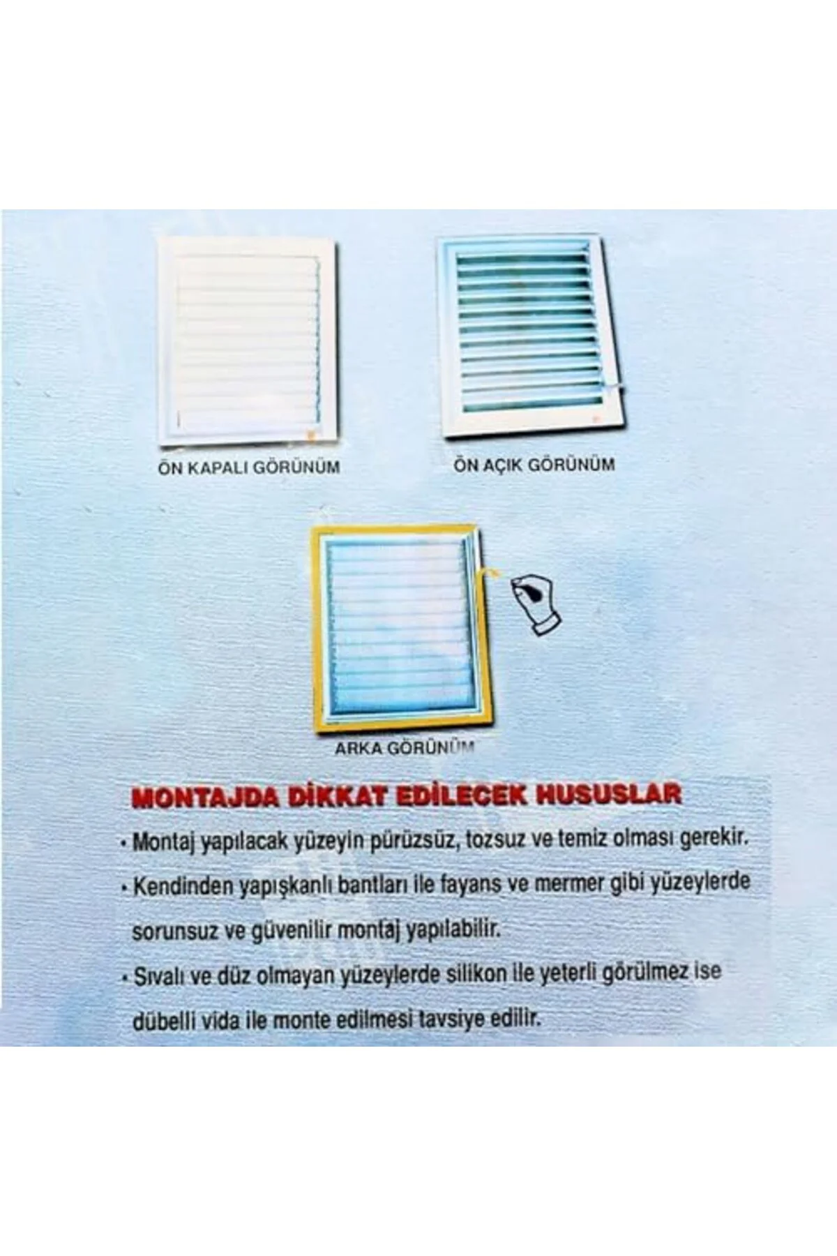 TTKTEKNOLOJİ Made 45 x 45 cm Banyo Wc Havalandırma Menfezi Panjur