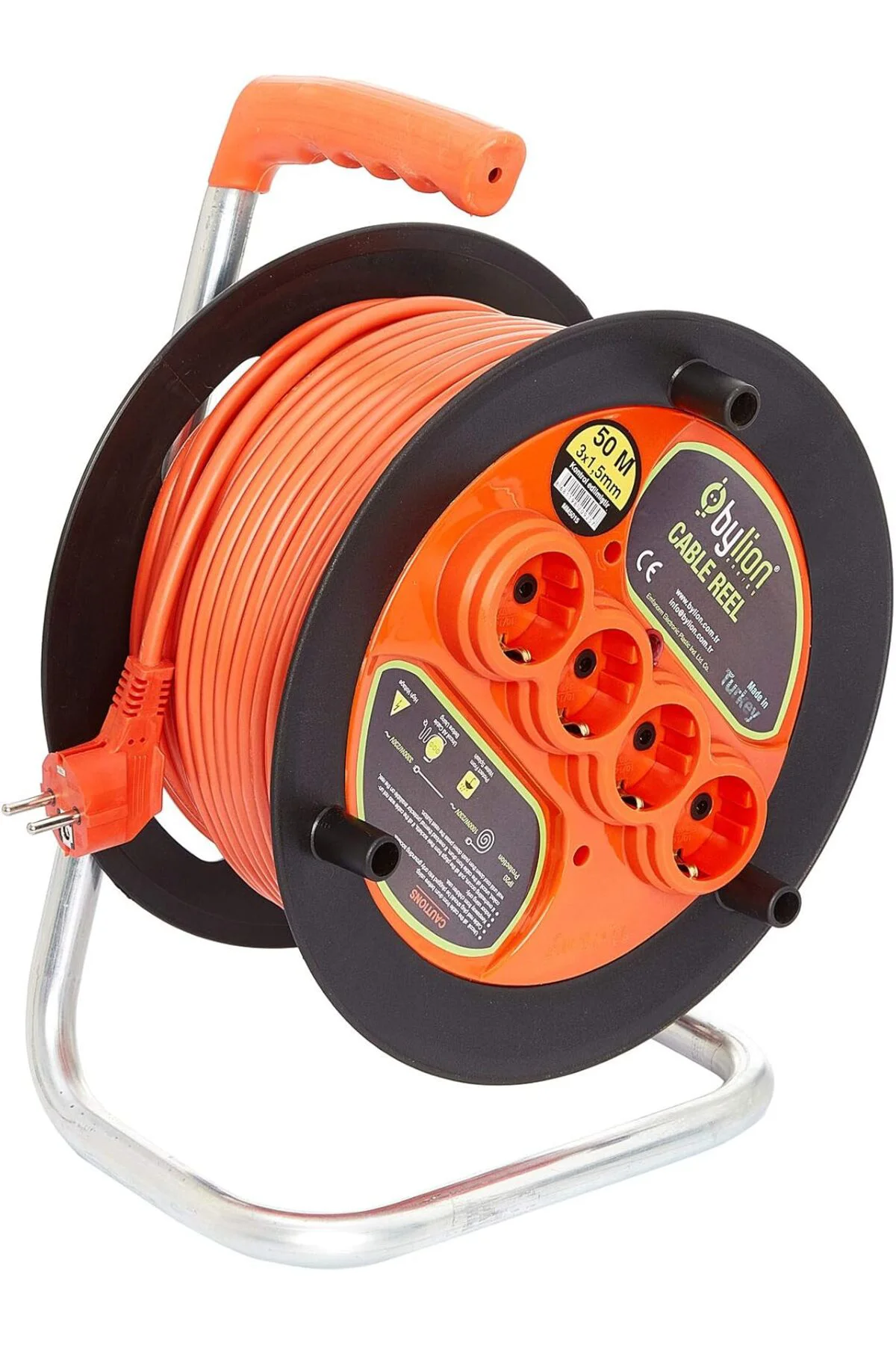 TTKTEKNOLOJİ Makaralı Uzatma Kablosu 3 * 1.5mm² 35 mt. TURUNCU KA