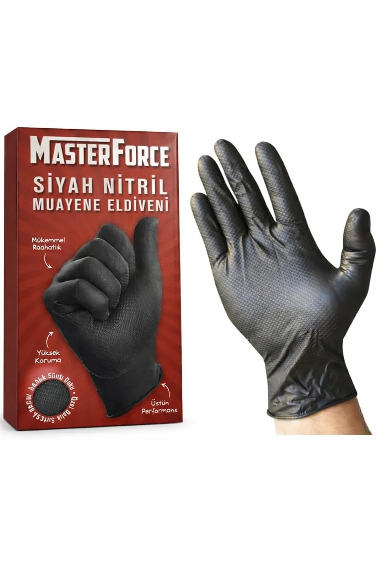 TTKTEKNOLOJİ Masterforce Siyah Nitril Eldiven 50’li – Pudrasız, E