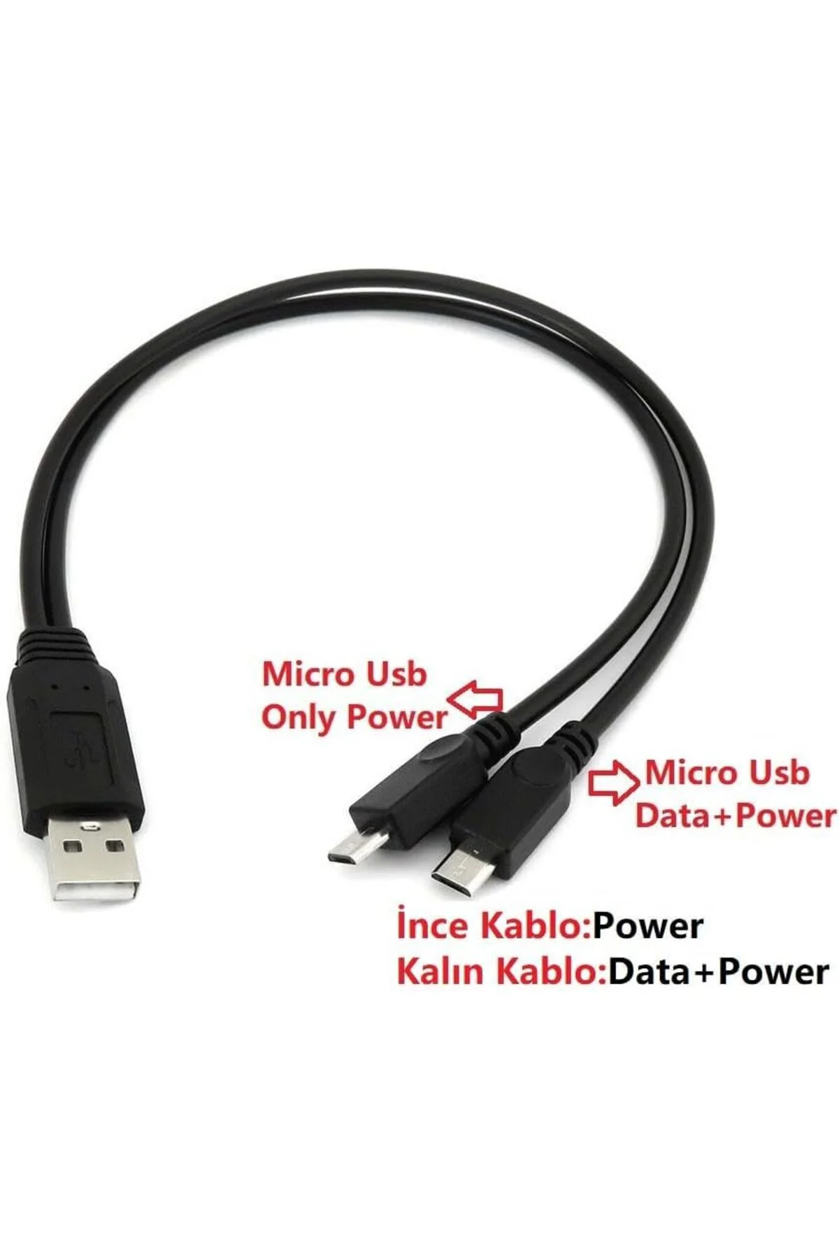 TTKTEKNOLOJİ Micro Usb Y Kablo Data Power Çevirici Dönüştürücü Ço