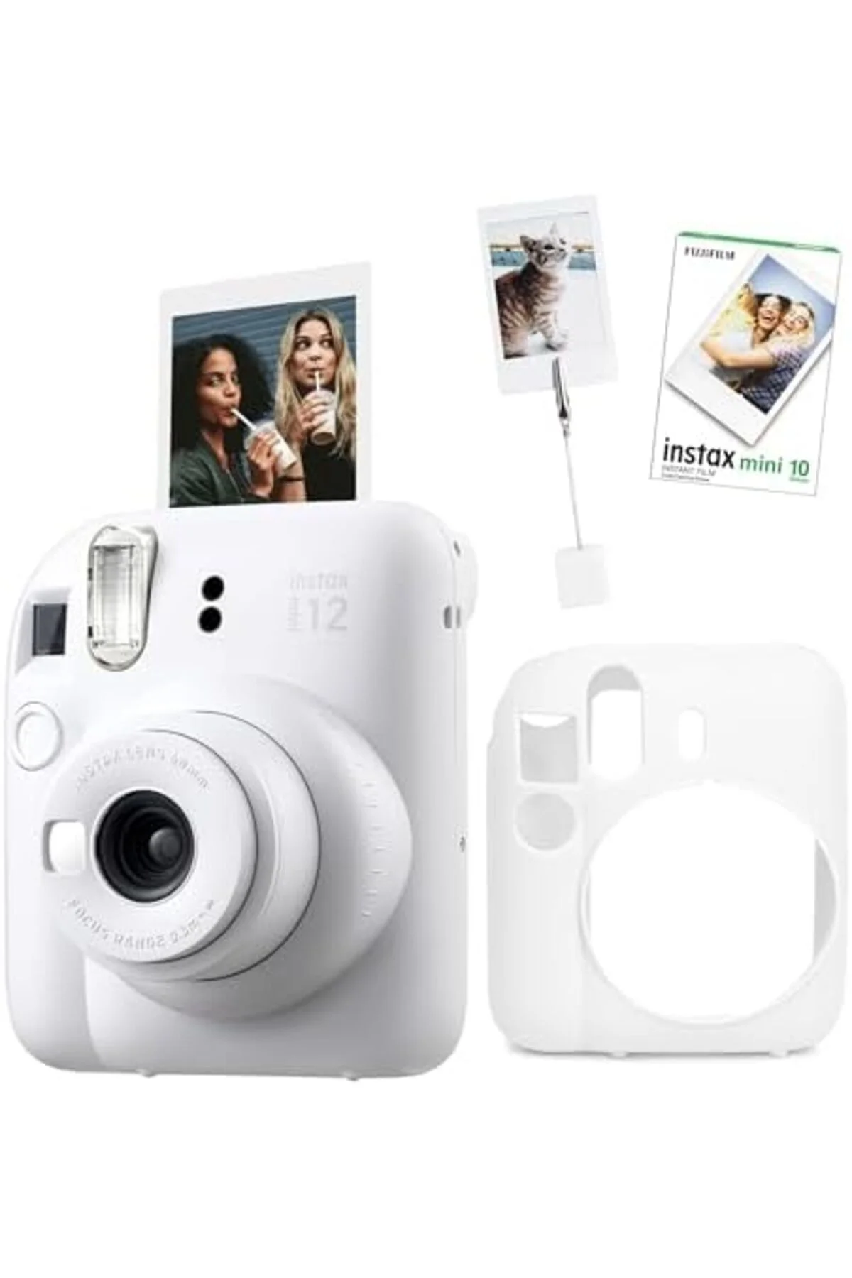 TTKTEKNOLOJİ mini 12 Beyaz Fotoğraf Makinesi-10'lu Film-Kıskaçlı 