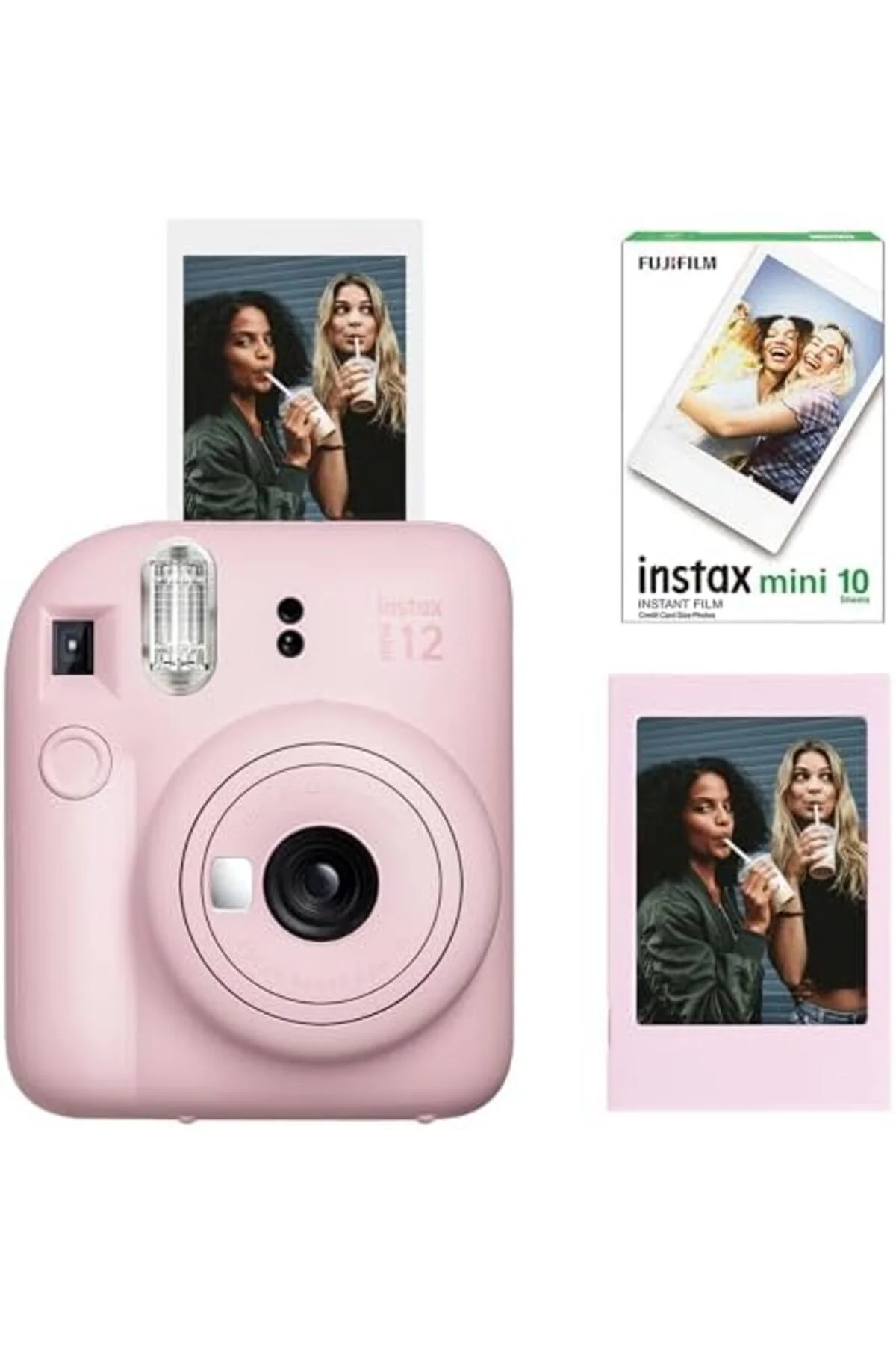 TTKTEKNOLOJİ mini 12 Pembe Fotoğraf Makinesi-Çerçeve ve 10'lu min