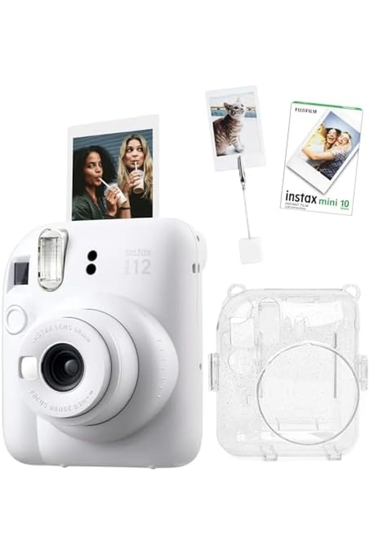 TTKTEKNOLOJİ mini 12 Beyaz Fotoğraf Makinesi-10'lu Film-Kıskaçlı 