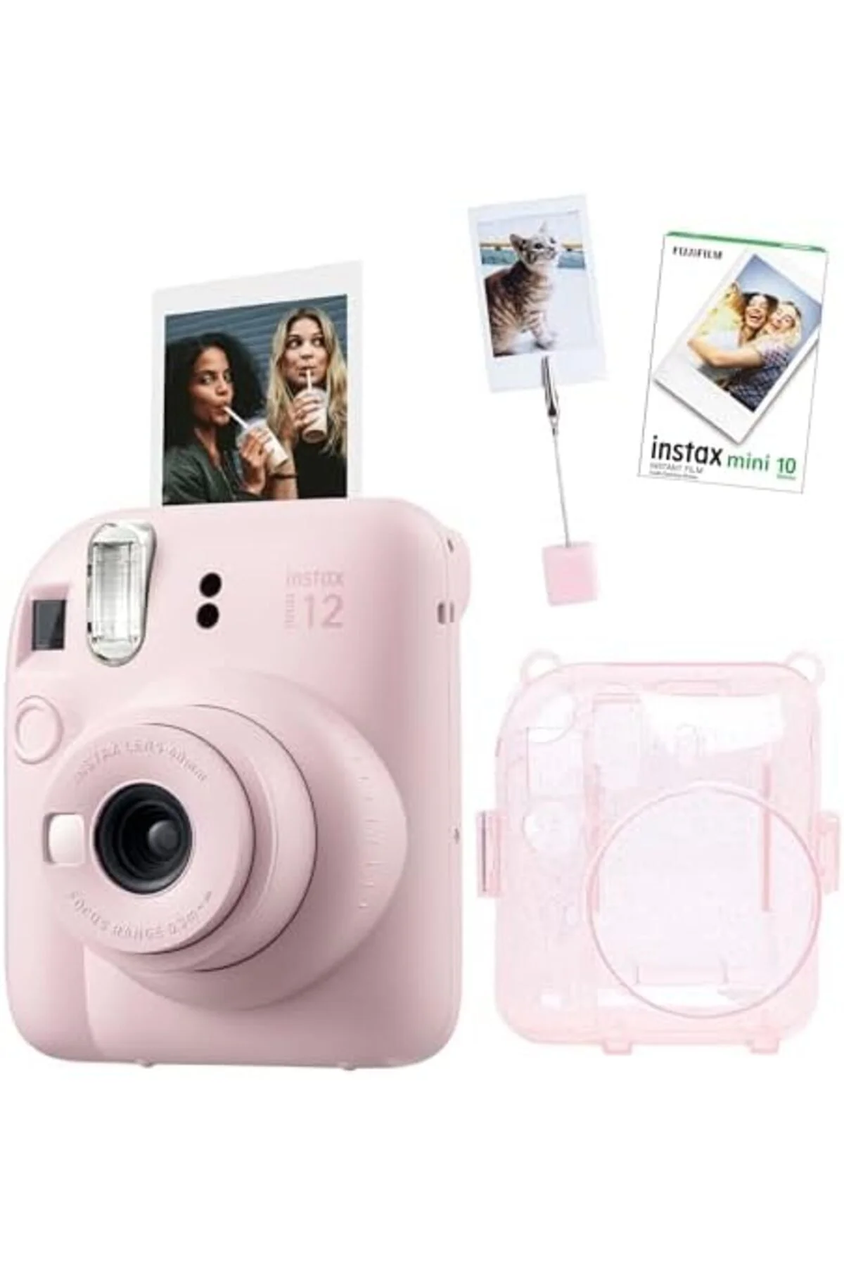 TTKTEKNOLOJİ mini 12 Pembe Fotoğraf Makinesi-10'lu Film-Kıskaçlı 