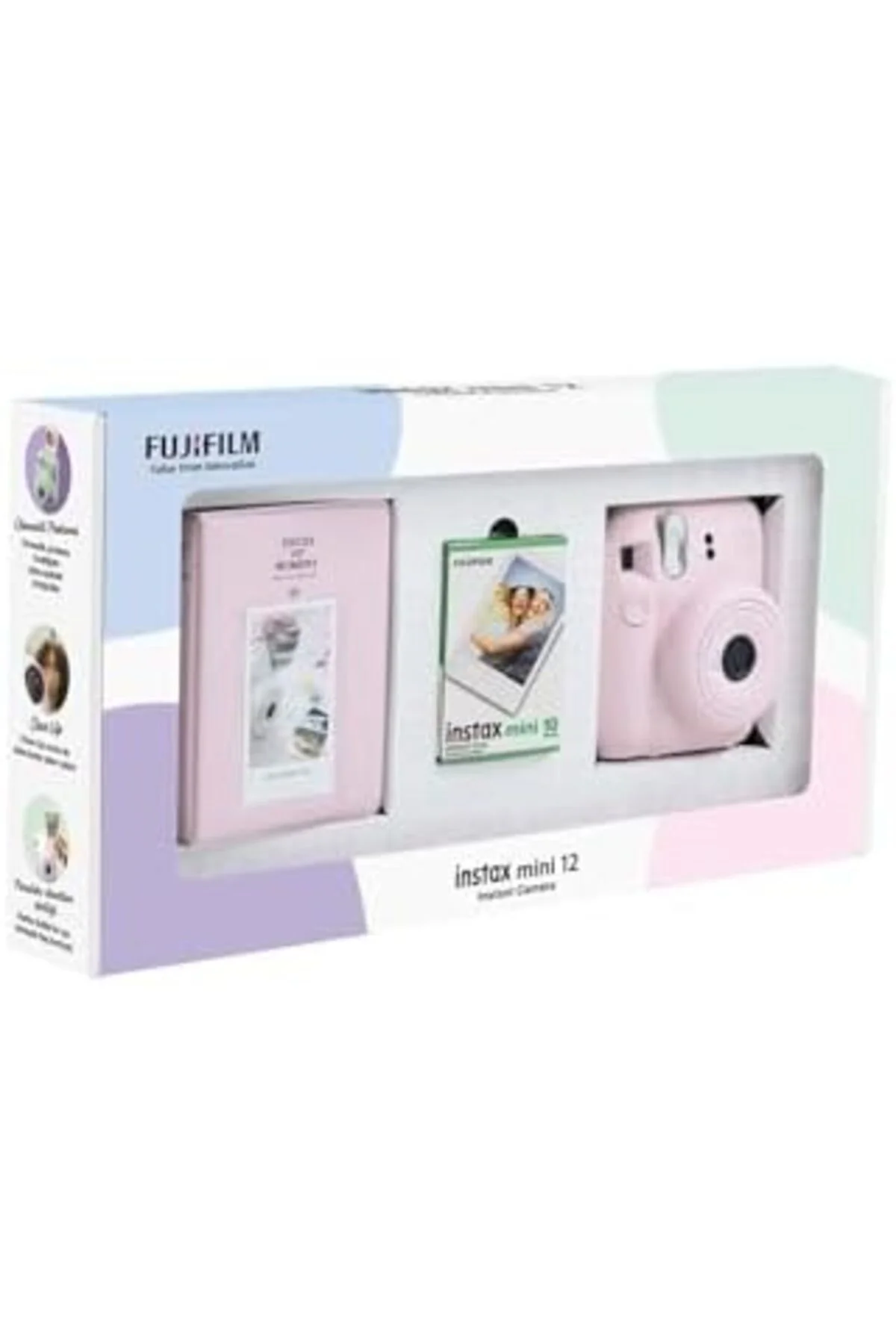 TTKTEKNOLOJİ mini 12 Pembe Fotoğraf Makinesi 10'lu Film ve PVC Al