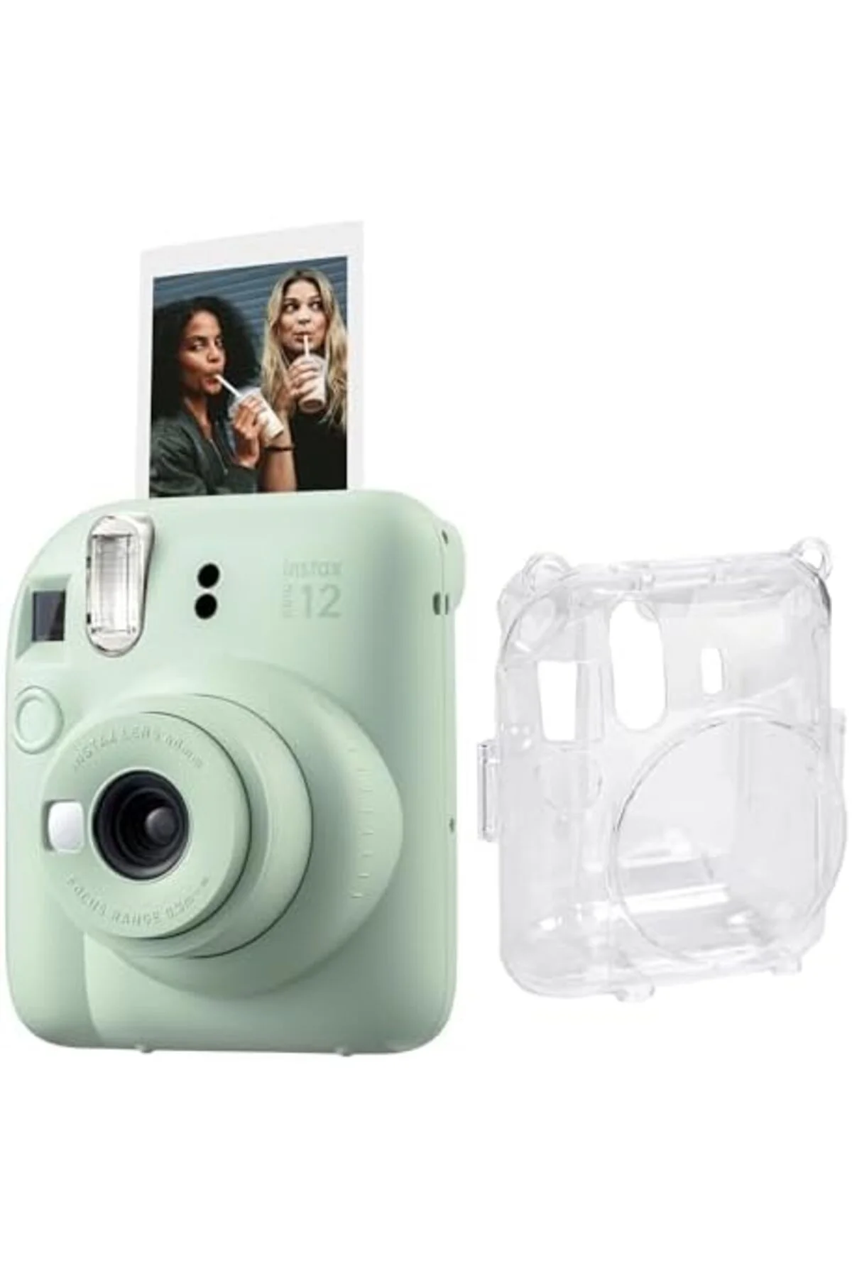 TTKTEKNOLOJİ mini 12 Yeşil Fotoğraf Makinesi ve Şeffaf Kılıf Seti