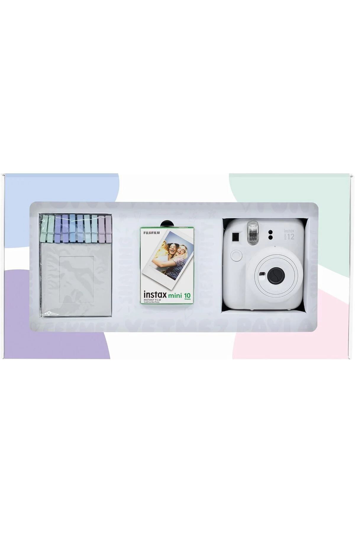 TTKTEKNOLOJİ mini 12 Beyaz Fotoğraf Makinesi 10'lu Film ve Mandal
