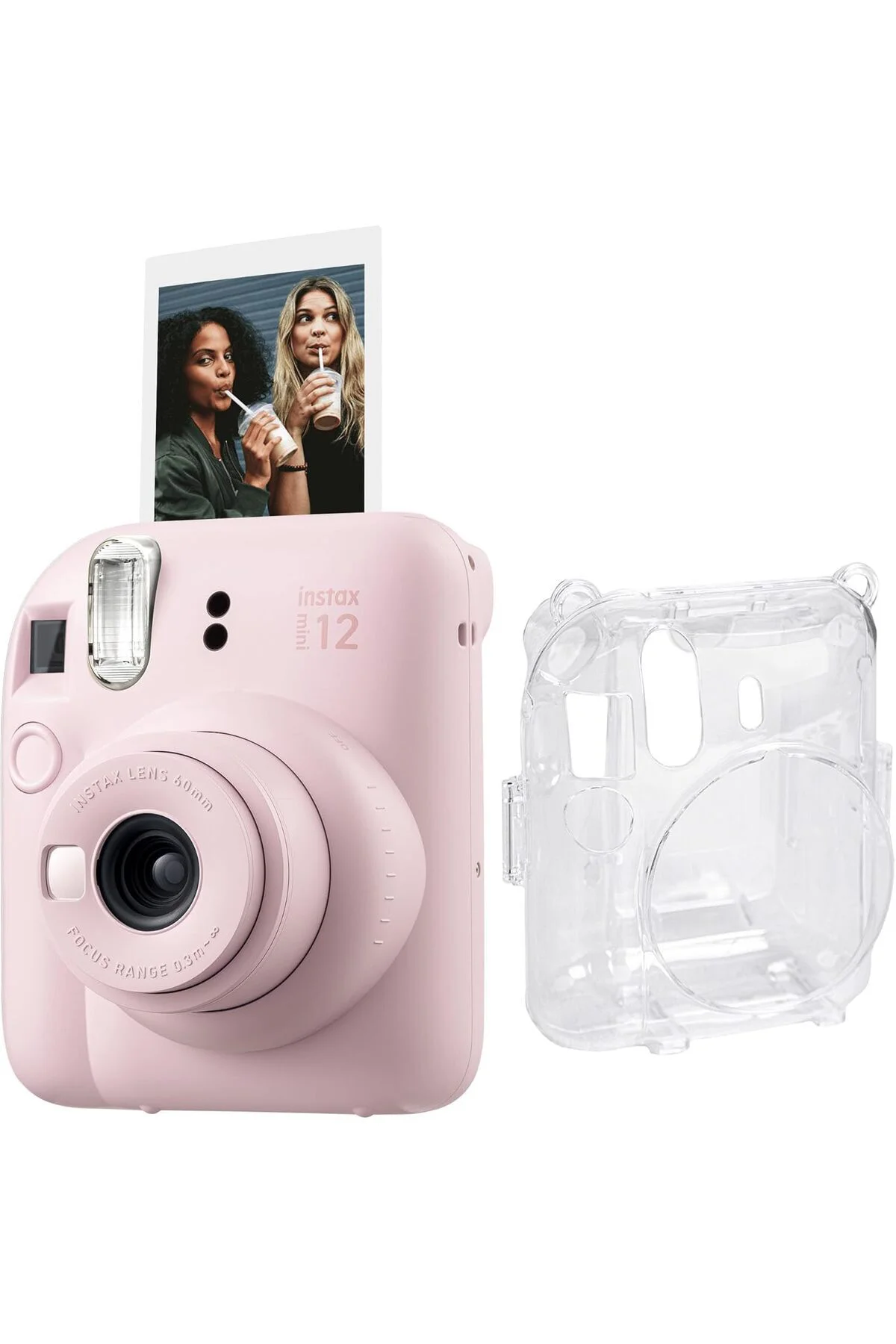 TTKTEKNOLOJİ mini 12 Pembe Fotoğraf Makinesi ve Şeffaf Kılıf Seti