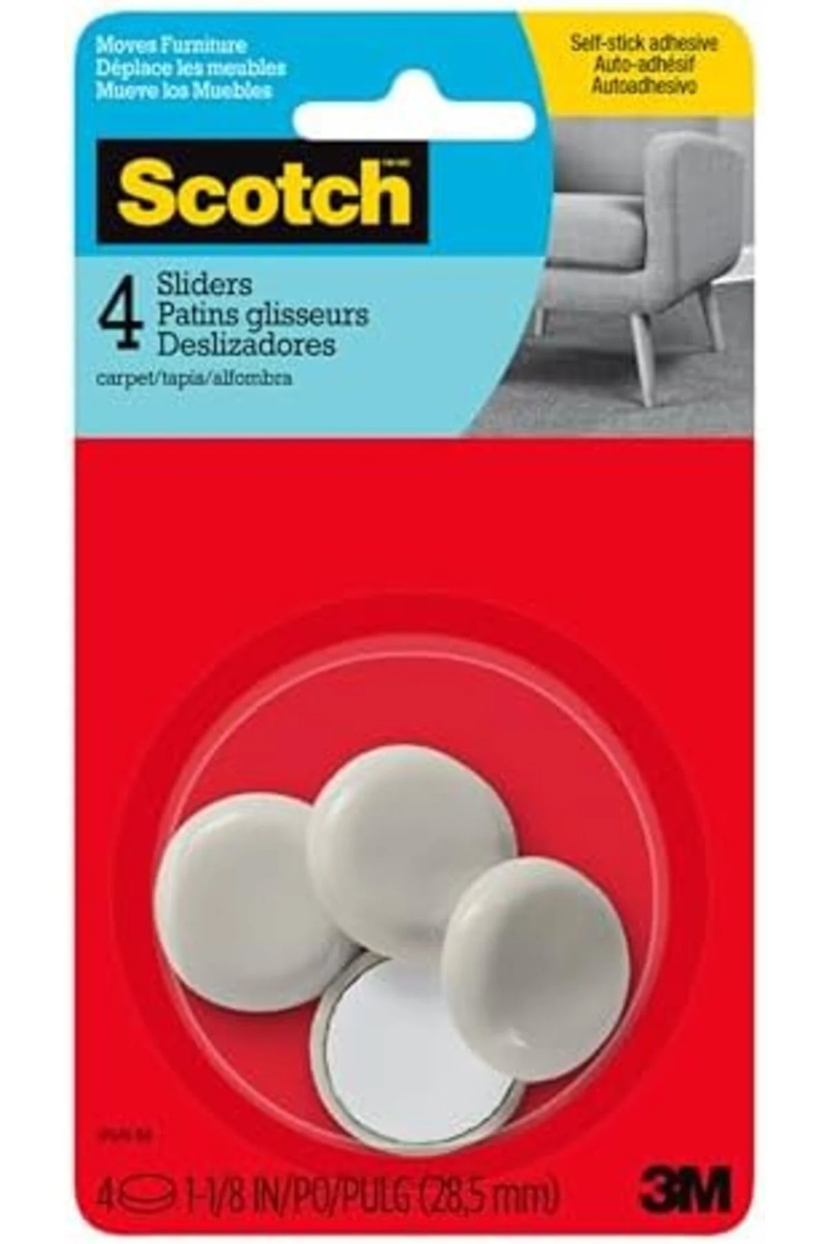 TTKTEKNOLOJİ Mobilya Sürgüleri, Yapışkan Sert 1-1/8" 4 Kaydırıcı/
