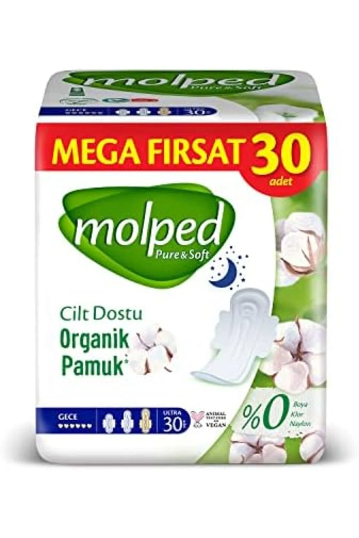 TTKTEKNOLOJİ Molped Pure&Soft Ultra Hijyenik Ped Gece Fırsat 30 A