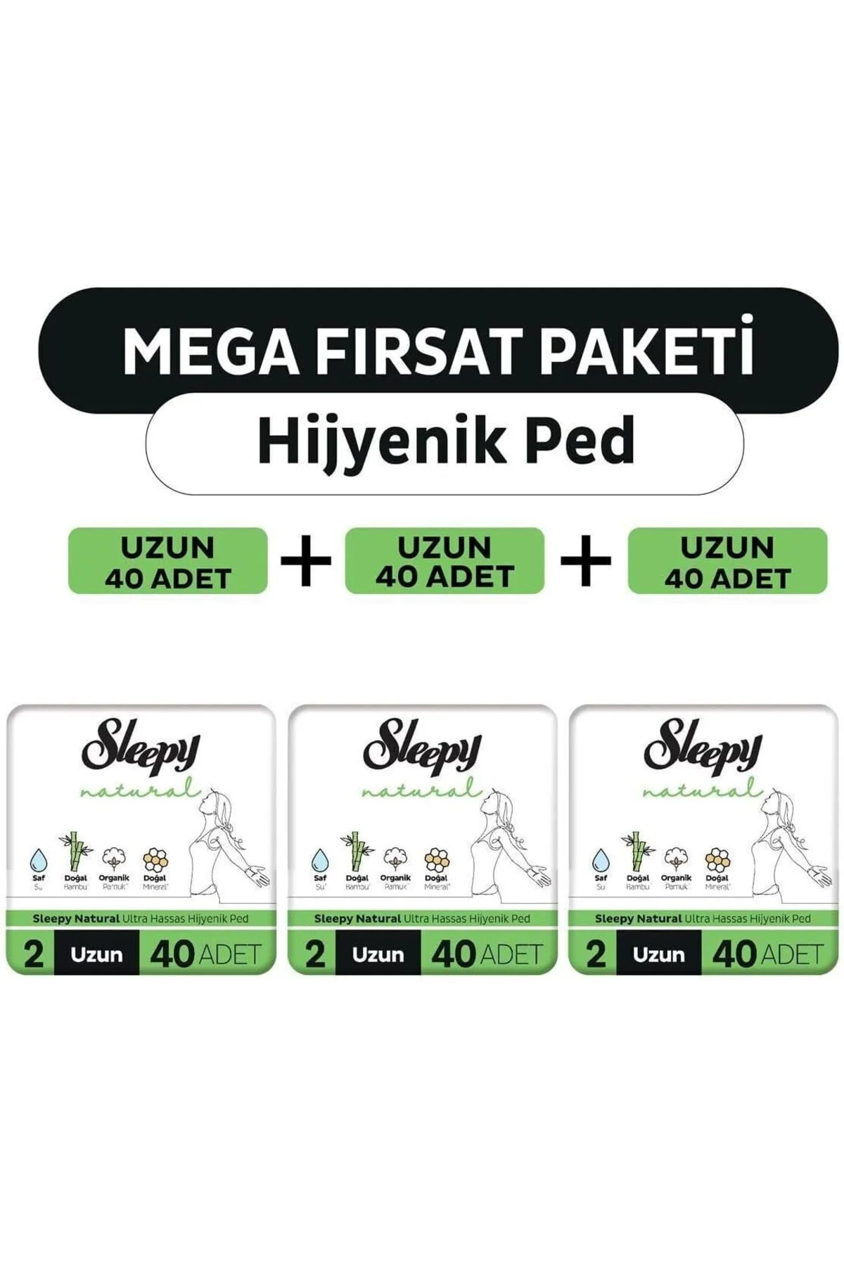 TTKTEKNOLOJİ Natural Ultra Hassas Hijyenik Ped Fırsat Paketi Uzun